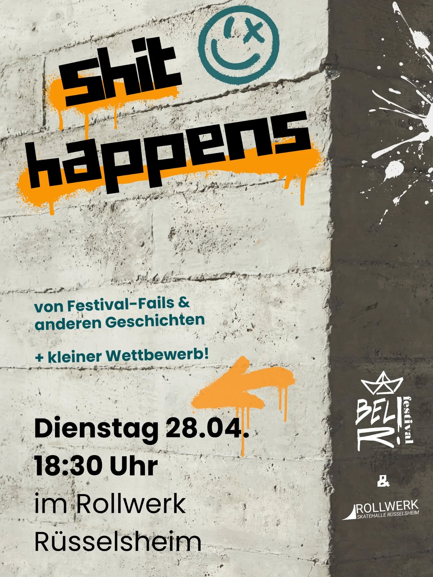 Mist passiert – uns allen! Aber wir lernen was draus, und reden drüber. Morgen ist es soweit und wir laden euch morgen, 28. April um 18.30 Uhr, ein zu "Shit happens", einem Abend voller Fails 🫰🏻
Das @rollwerk428 wird zur Bühne für ehrliche, unterhaltsame und verrückte Geschichten. Fünf Speaker:innen teilen ihre ganz persönlichen „Shit Happens“-Momente – mal zum Lachen, mal zum Nachdenken, aber immer mit einem Learning im Gepäck.
Als Bonus gibt's noch 'nen kleinen Wettbewerb basierend auf einem unserer Mishaps 🙈 Kommt rum, bringt eure Freund:innen mit und wärmt euch damit schon mal fürs Bel R! Festival auf 🤗 Der Eintritt ist frei!
.
.
#shithappens #fehlerkultur #rüsselsheim #rollwerk #belr