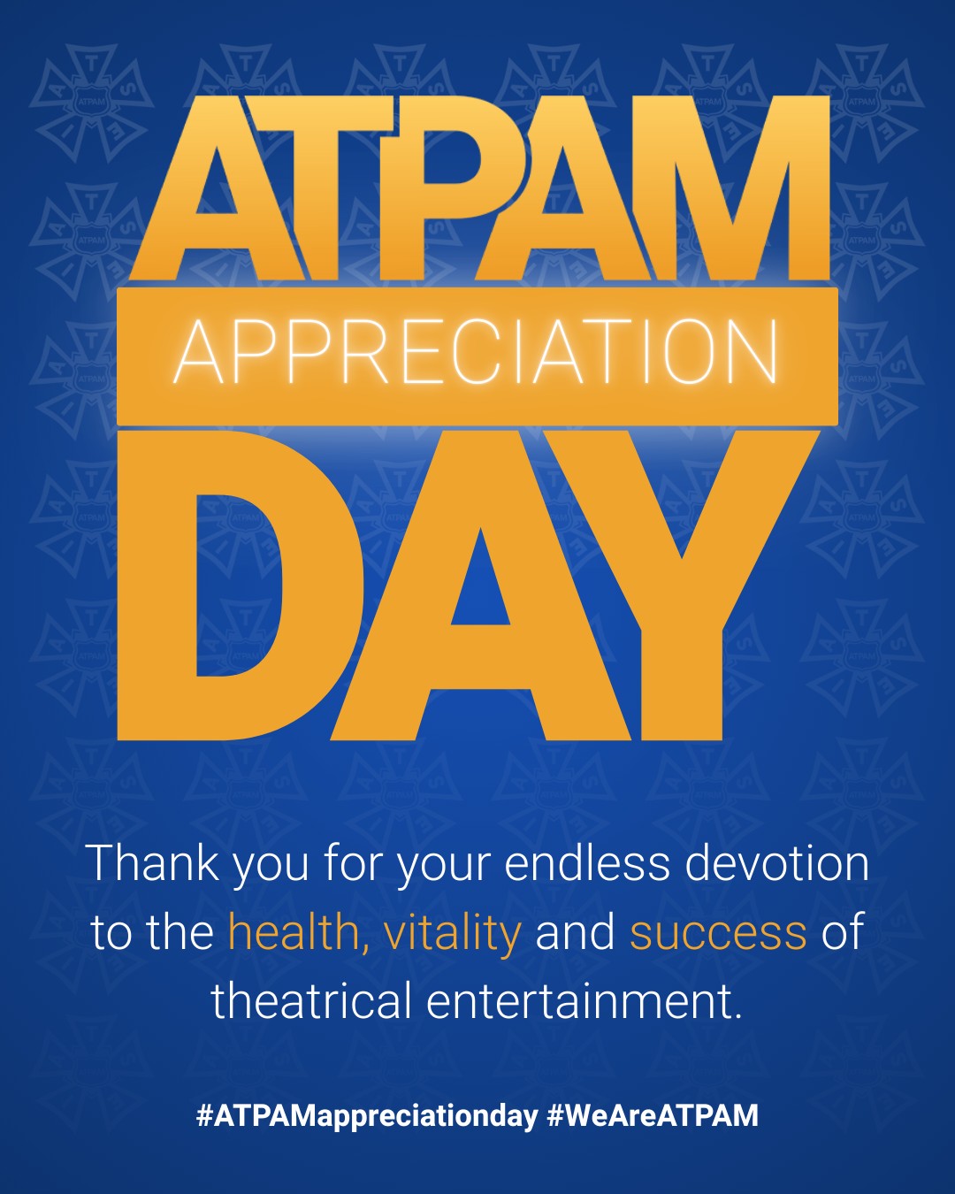 It's the 3rd Annual #ATPAMAppreciationDay! ๐ A time to celebrate the hardworking #ATPAM company managers, press agents, and theatre managers whose contributions ensure a strong and successful industryโฆon Broadway, Off-Broadway, and across North America.
This now annual celebration originated on the 30th anniversary of ATPAM joining the International Alliance of Theatrical Stage Employees (@IATSE).
To participate in the celebration today, head to our Instagram Stories and use our shareable story cards to give a shoutout, or share your own photo, video, or backstage moment and tag usโ use hashtag #ATPAMAppreciationDay so we can share and celebrate with you!
Follow along on our stories today as we share the many recognitions of ATPAM members across our community. And of course, donโt forget to thank a fellow #ATPAM member today IRLโ they deserve it! ๐