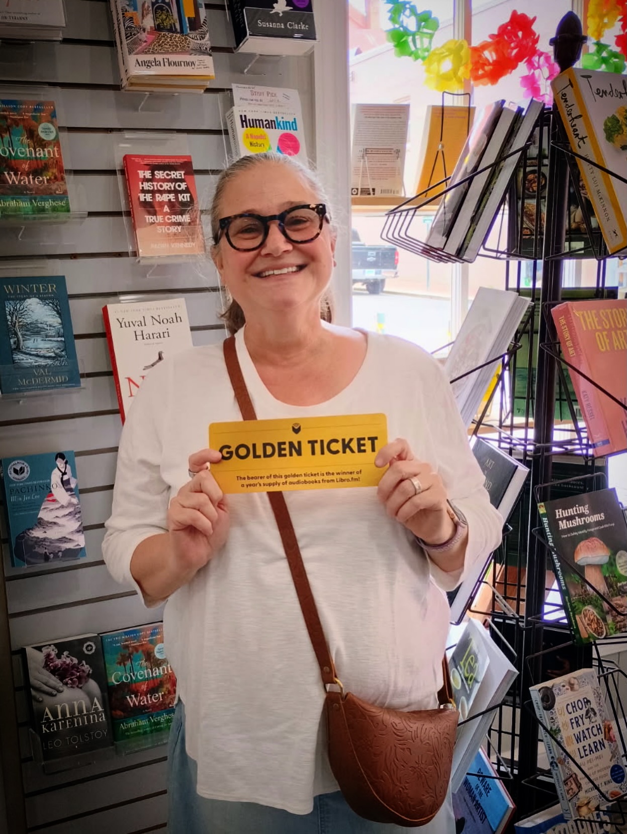 Last weekend, a @librofm Golden Ticket found its winner! 🎉 Huge thanks to Brigid for the support—and for putting in the work to hunt down that prize across our shelves! #stauntonva #stauntonvirginia #downtownstaunton #librofm #stauntonbooksandtea