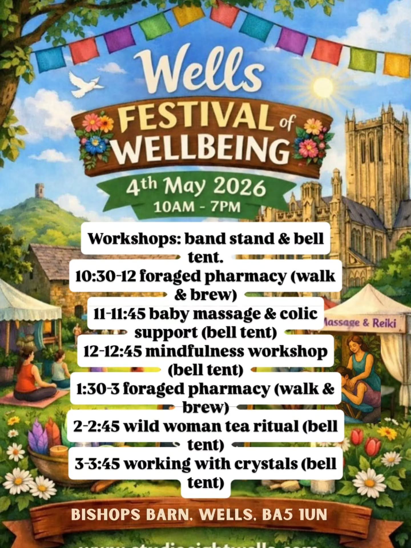 ✨️ Find me in Wells on Monday! ✨️
I'm super excited to be involved in the first Wells Festival of Wellness organised by @studio_eight__wellscic
There will be lots of classes, workshops and treatments available all day! So its definitely worth a visit 🌟
I'll be in the bell tent from 11-11.45 for a baby massage and colic support workshop. So if you have a baby or are pregnant and want to find out more, come along!
Space is limited and will be given on first come first serve.
See you there 🥰💜✨️