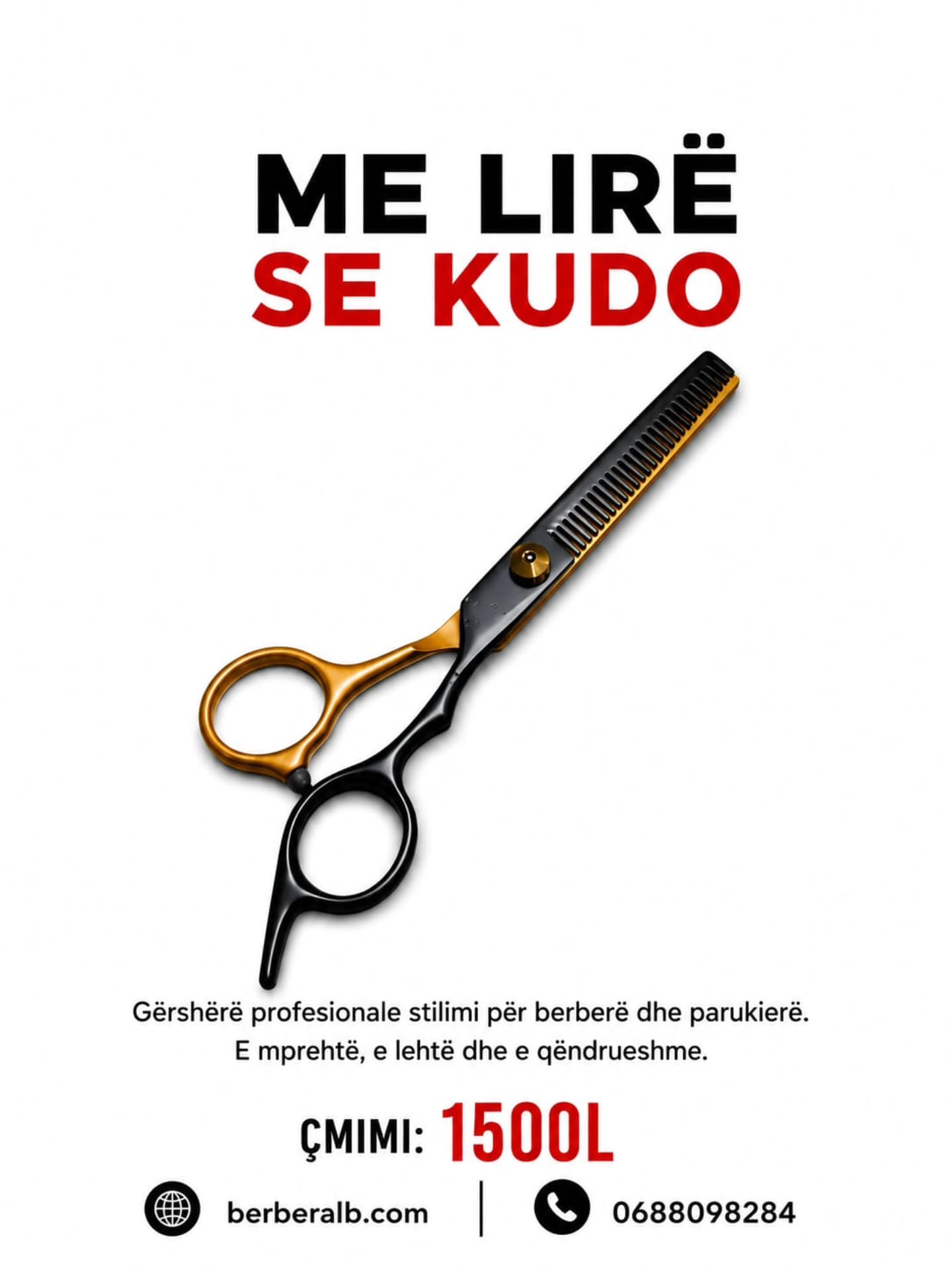 Gërshërë profesionale stilimi për berberë dhe parukierë.
Të mprehta, të lehta dhe super komode në përdorim të përditshëm.
#GershereProfesionle
#BerberAlb
#BarberTools
#Parukeri
#MeLireSeKudo