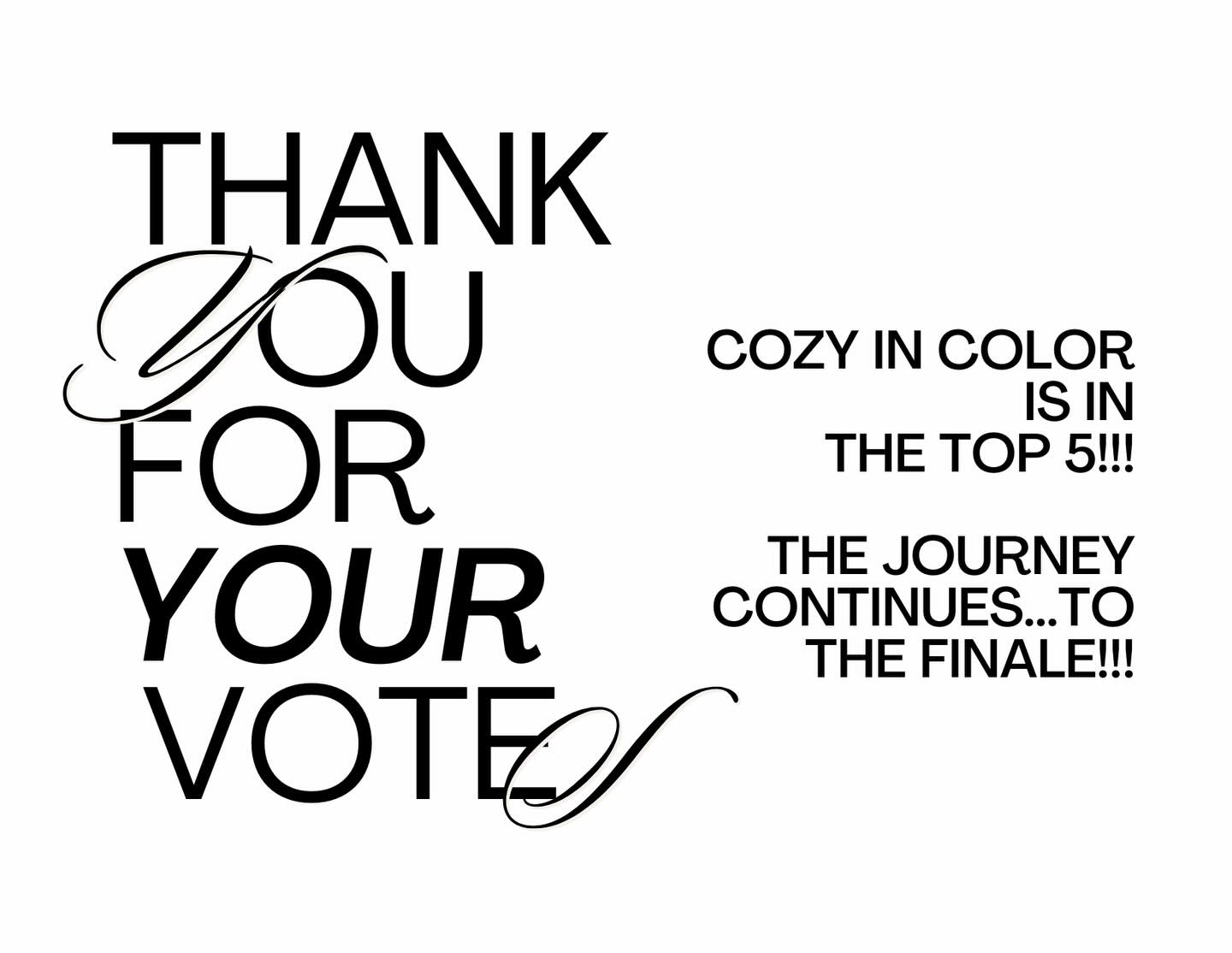 IG Family,
We made it to the final round!
Cozy In Color is thrilled to announce that we’ve made it to the Top 5 and are still in the running for the 2026 Entrepreneur Impact Award! 🙌🏽
We’d be so grateful for your vote in support! Every like, share, vote, and word of encouragement means the world to us - especially now. We have just over one day to make it as a finalist in our group.
No matter the outcome, we are beyond thankful for each and every one of you — our incredible TRIBE! 💙
If you believe in the work we’re doing and the impact we’re making, please take a moment to vote. The Voting Link Is In Our Bio. Your support means everything to our brand. 💪✨