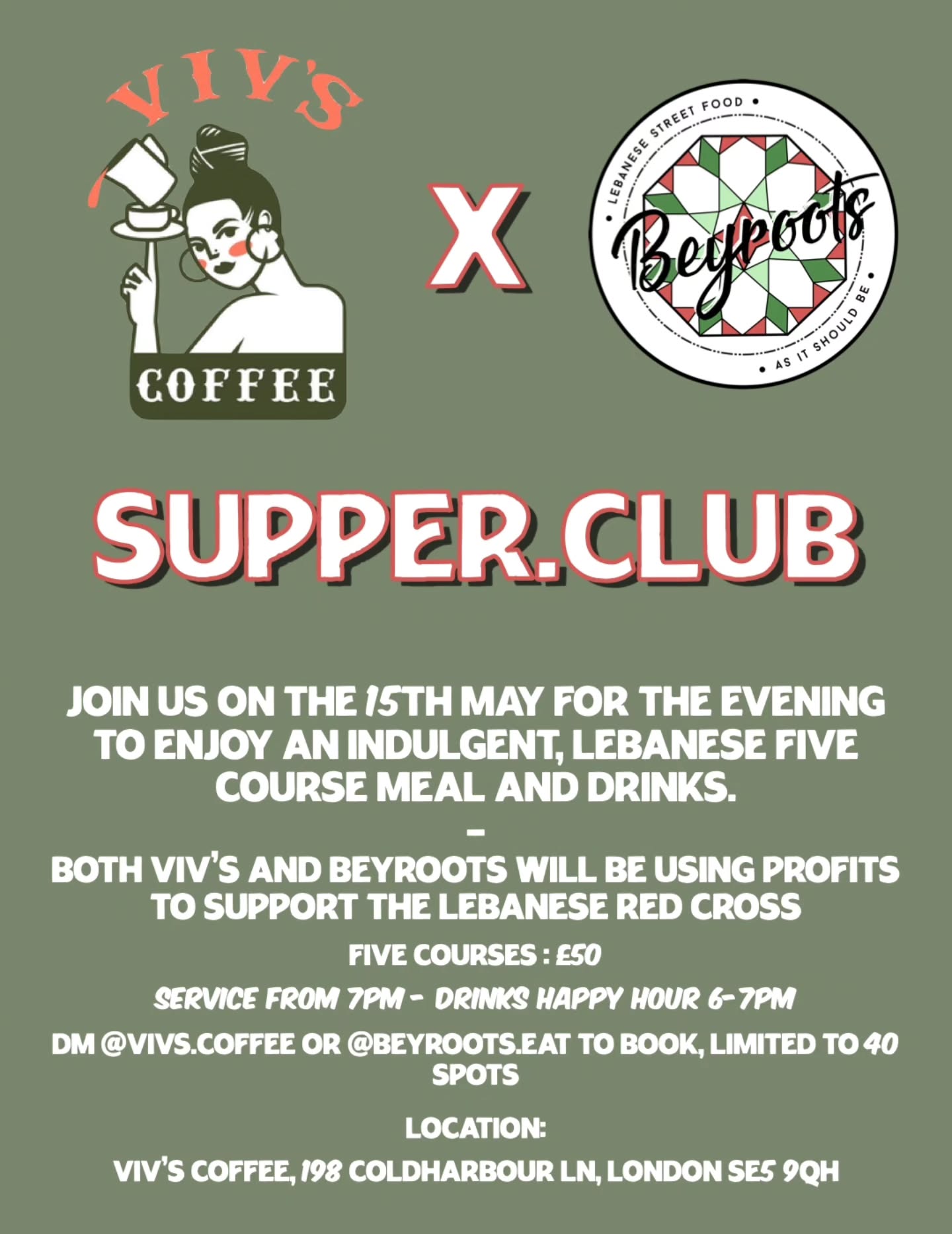 #supperclub #lebanesefood #finedining
-
We are proud to announce that we will be hosting another supper club alongside the amazing @vivs.coffee on the 15th May
-
Expect 5 courses of amazing Lebanese seasonal flavours, with incredible vibes, hosting and drinks to match.
-
If you are keen to get involved, please drop either us or viv a DM!
-
We will be using a portion of our profits to be sent over to the @lebaneseredcross to support their ongoing work for the people of our country who are suffering at the hands of
-
#charity #evening