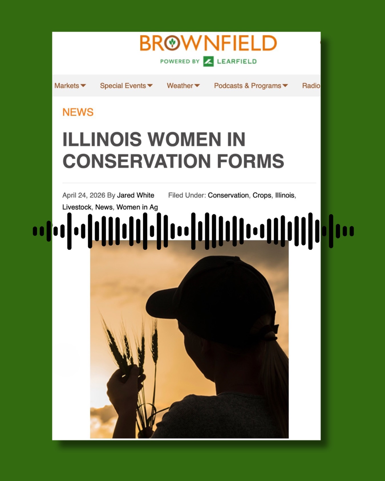 ILWiC in the news! We are so grateful to @brownfieldagnews for covering the launch of our latest project: Illinois Women in Conservation. Read or listen to the full story at michaelfields.org/wic and stay tuned for more events to come in 2026!