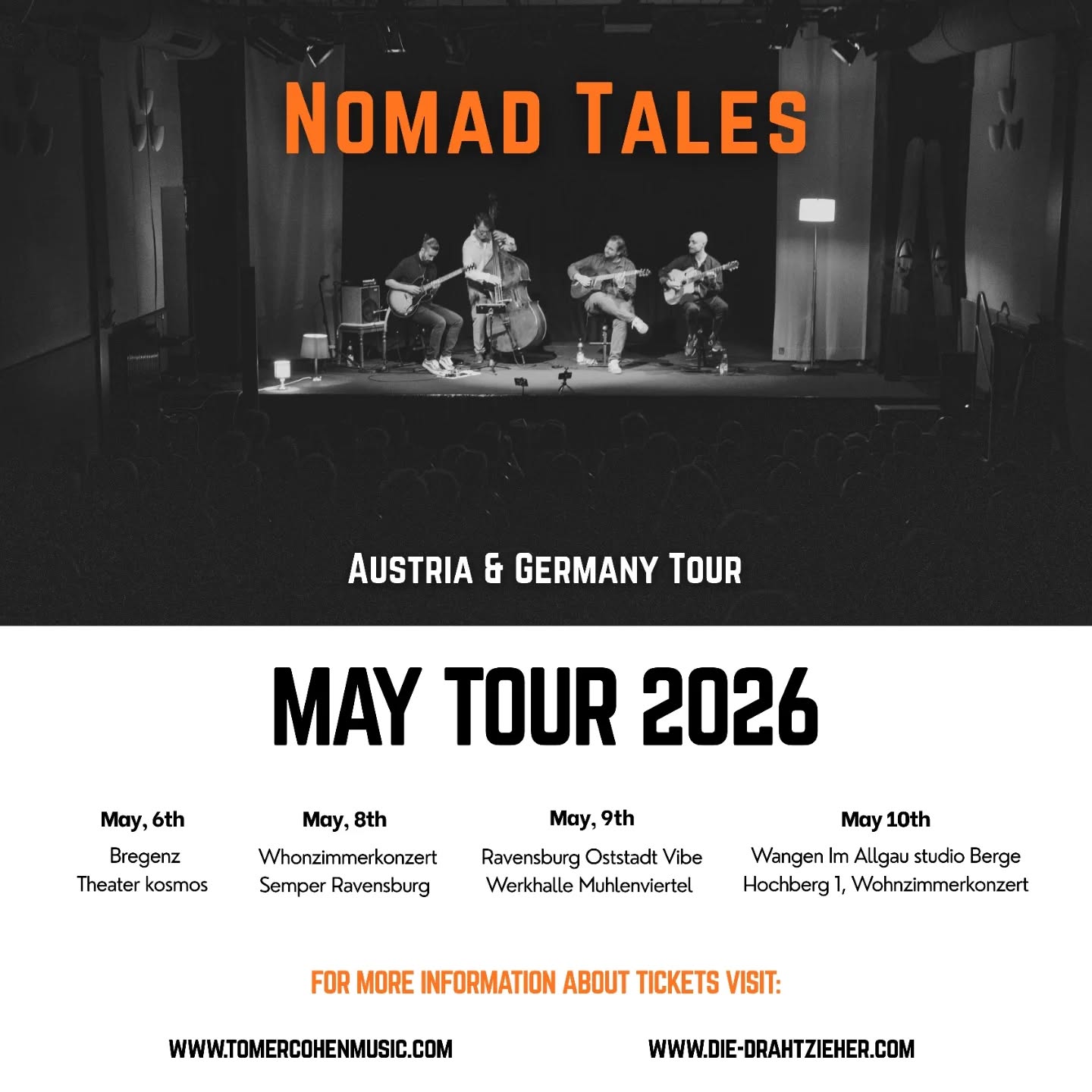🇦🇹🇩🇪
Starting next week!
So excited to launch the new project "Nomad Tales", a collaboration between @die_drahtzieher and myself.
In December, we'll be recording all the music for our debut album.
Hope to see you there! ❤️