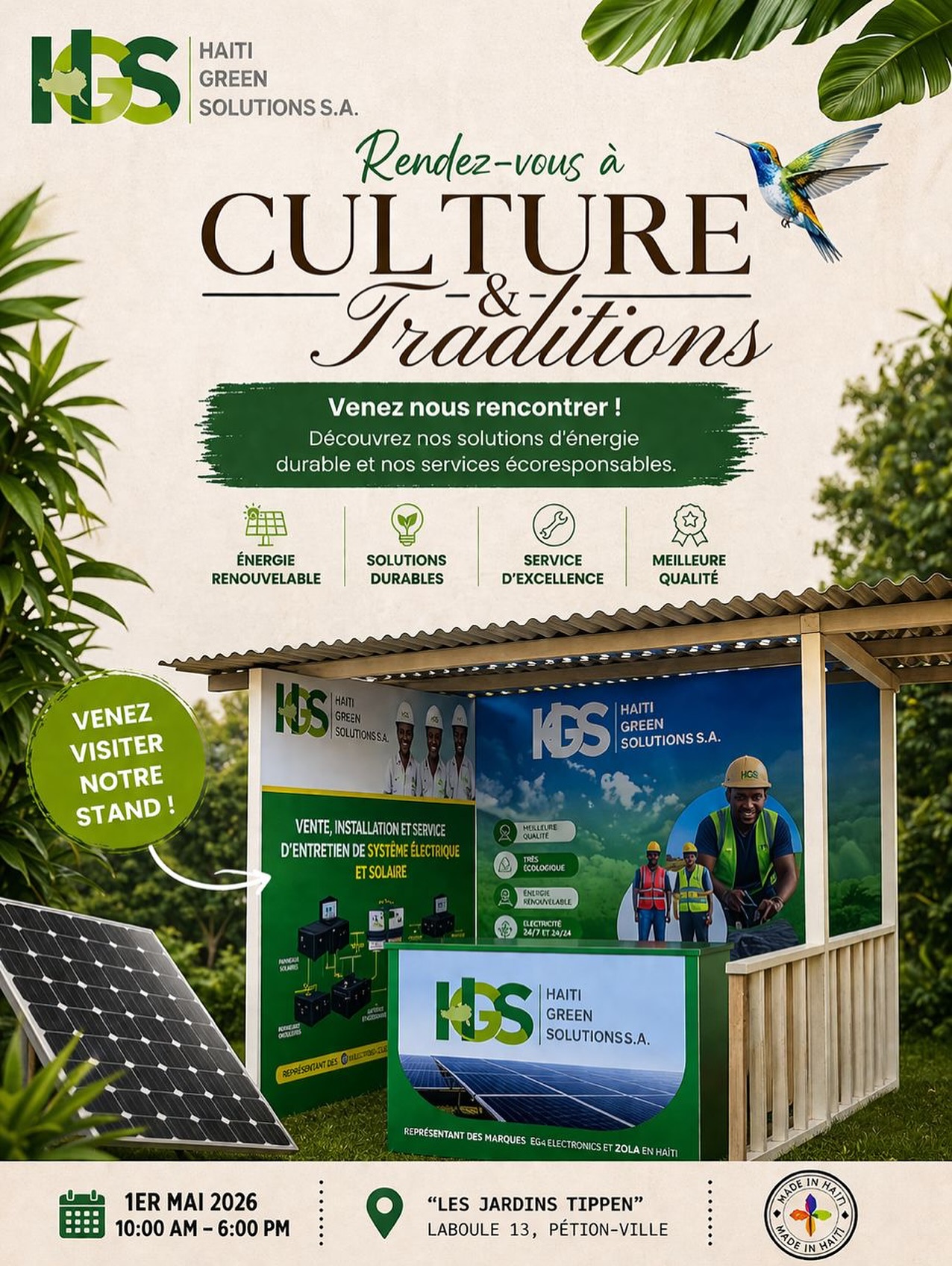 Pour la Journée du Travail et de l’Agriculture, HGS vous donne rendez-vous à Culture et Tradition afin de Célébrer ensemble le travail qui construit aujourd’hui et l’énergie qui prépare demain 🇭🇹