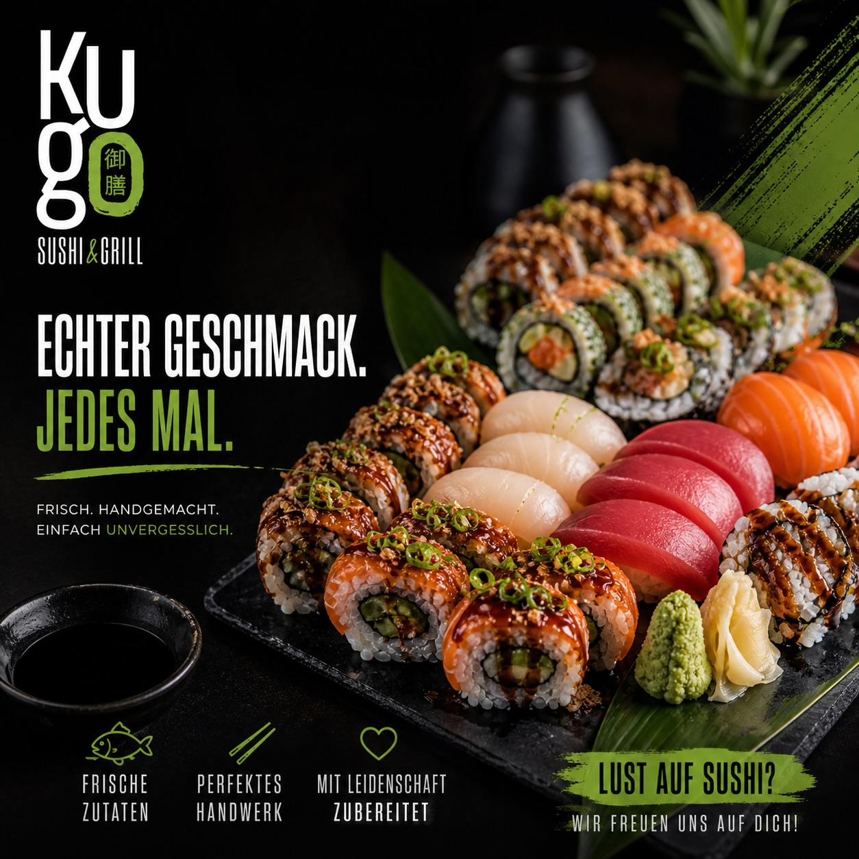 Manchmal braucht’s nicht viel – nur richtig gutes Sushi 🍣
Bei kugo Sushi & Grill bekommst du genau das: frischer Fisch, perfekte Cuts und Kombinationen, die einfach sitzen. Kein unnötiger Schnickschnack, sondern Fokus auf Geschmack.
Ob crunchy Rolls, klassisch Nigiri oder einfach einmal quer durch die Karte – das ist der Spot, wenn du dir was gönnen willst.
#sushitime
#sushi #foodlove #nagold #foodie