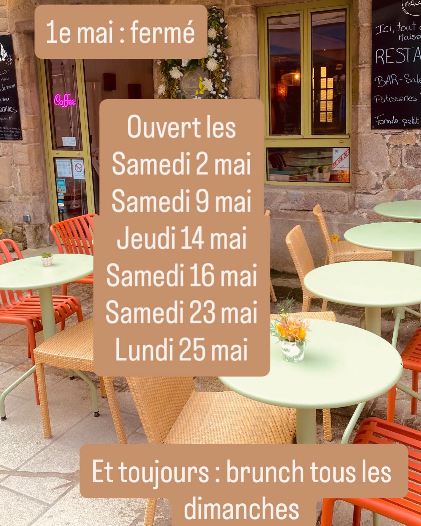 En mai, fais ce qu’il te plaît : venir manger au P’tea Bonheur ! Nous vous accueillons pour les ponts, les jours fériés, et même les samedis 😉 #mai #pont #samedi #guerande #restaurant