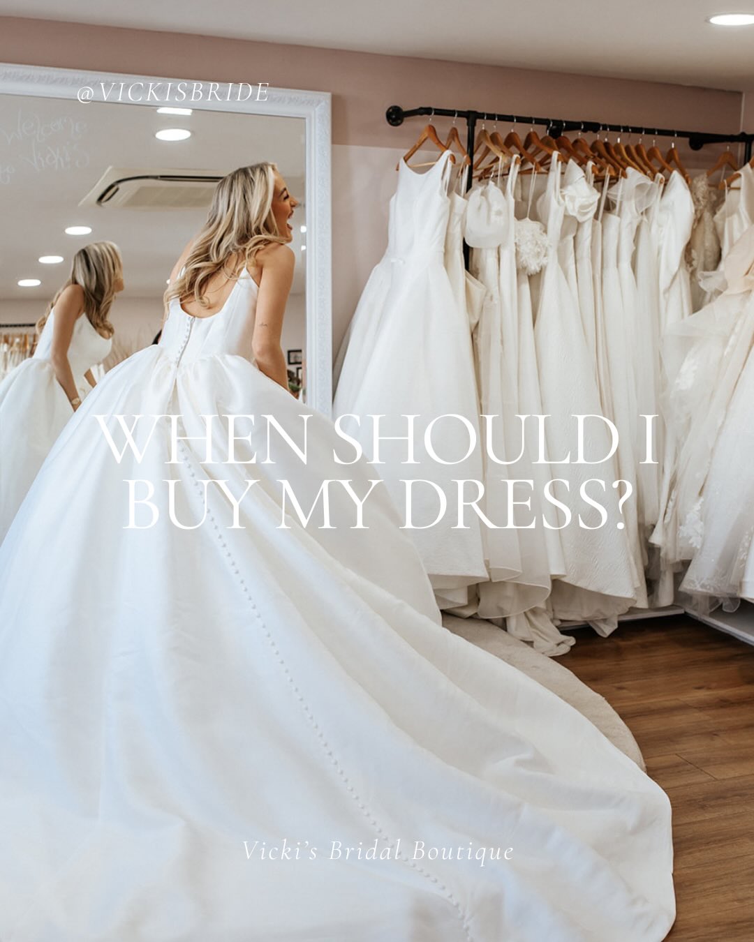 Find yourself asking when you should be buying your wedding dress? The world of bridal can be an overwhelming place, so here is everything you need to know and what we recommend here at Vicki’s!✨🤍
Any questions just drop us a message! We are always happy to help you on your bridal journey!
Bride to be | wedding dress shopping | Kent bridal boutique