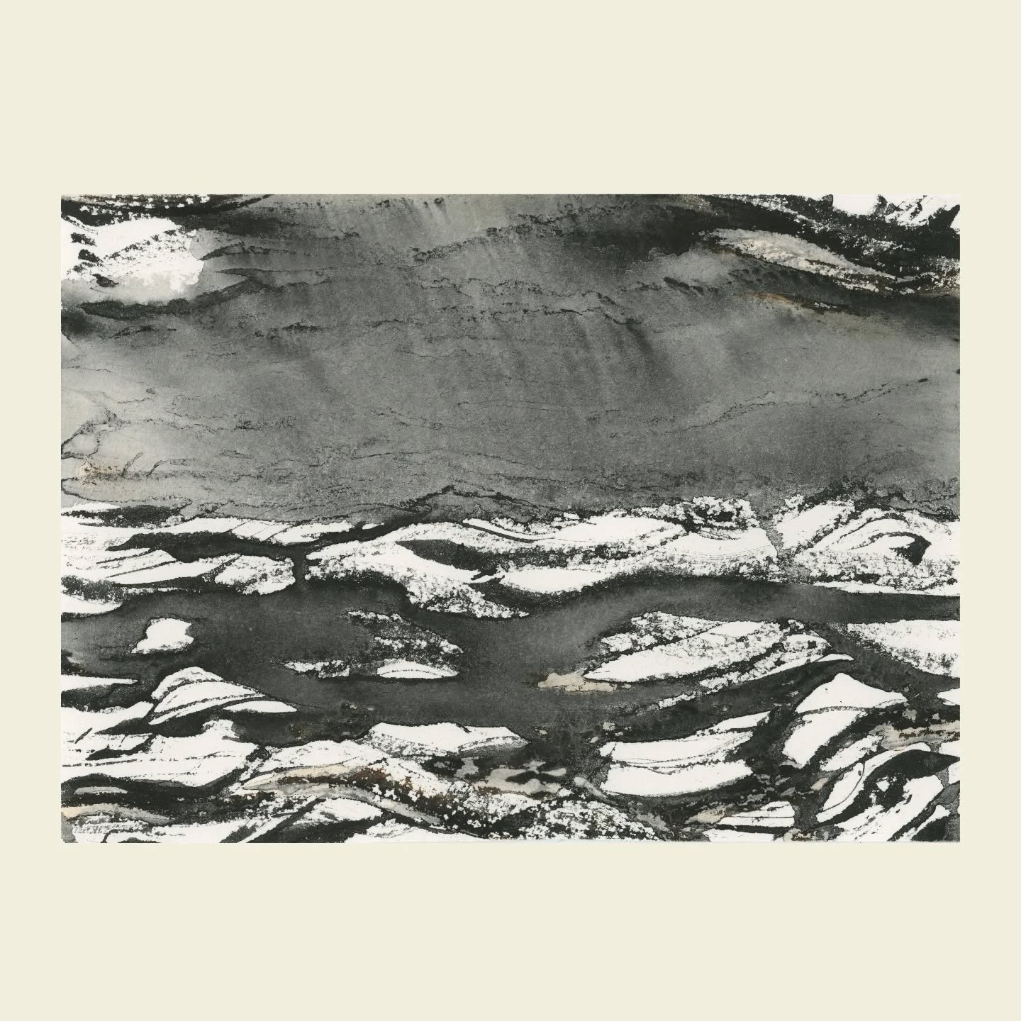 From the ice a lake was born
Ink from charcoal and iron rich mud