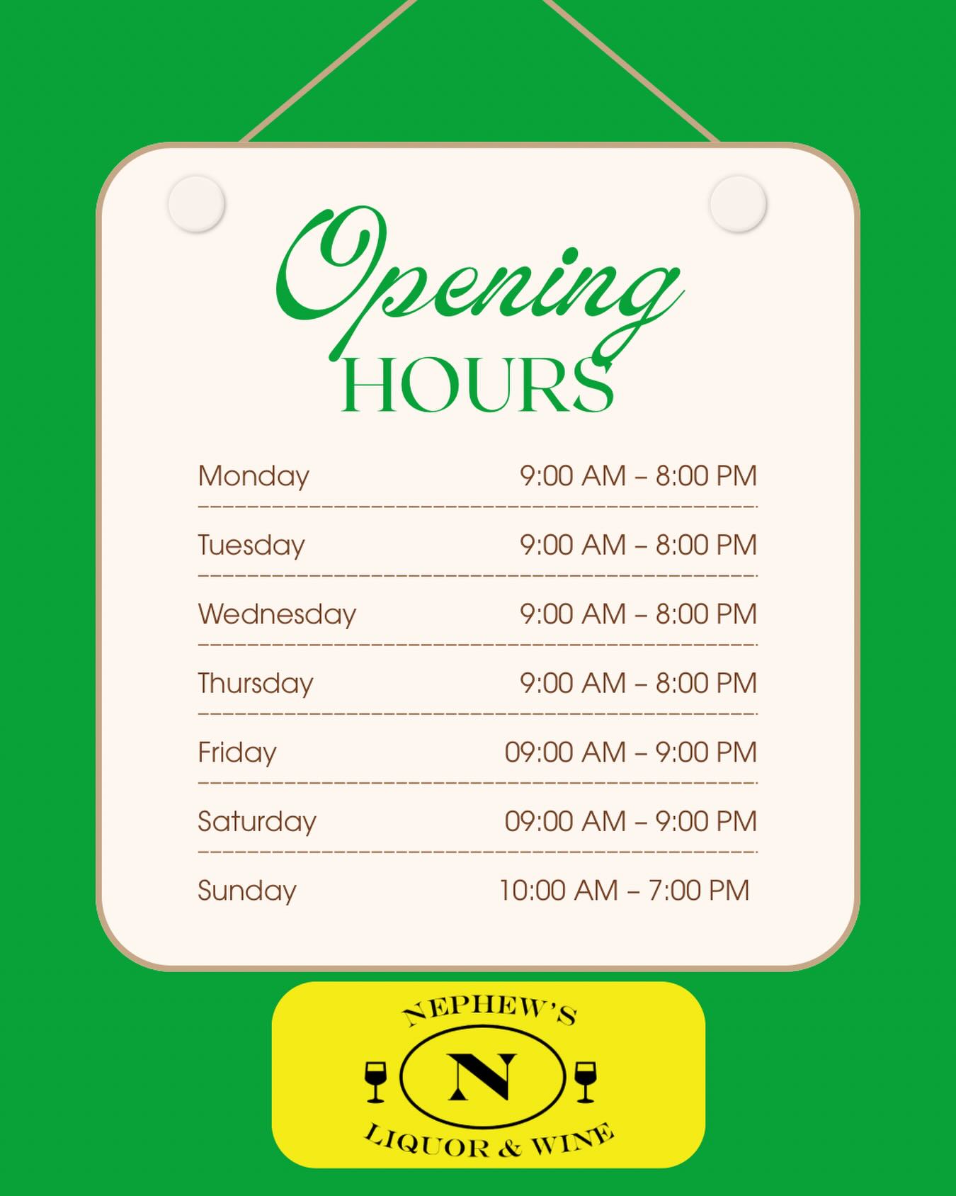 🌷 Revised hours.
