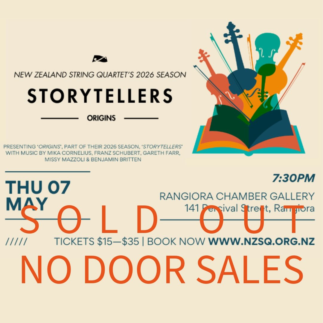 We are delighted to announce our concert 7 May of @newzealandstringquartet has sold out. Strictly no door sales available.
#visitwaimakariri #chambergalleryrangioraconcertseries #storytellersorigins #waimakaririlibraries
