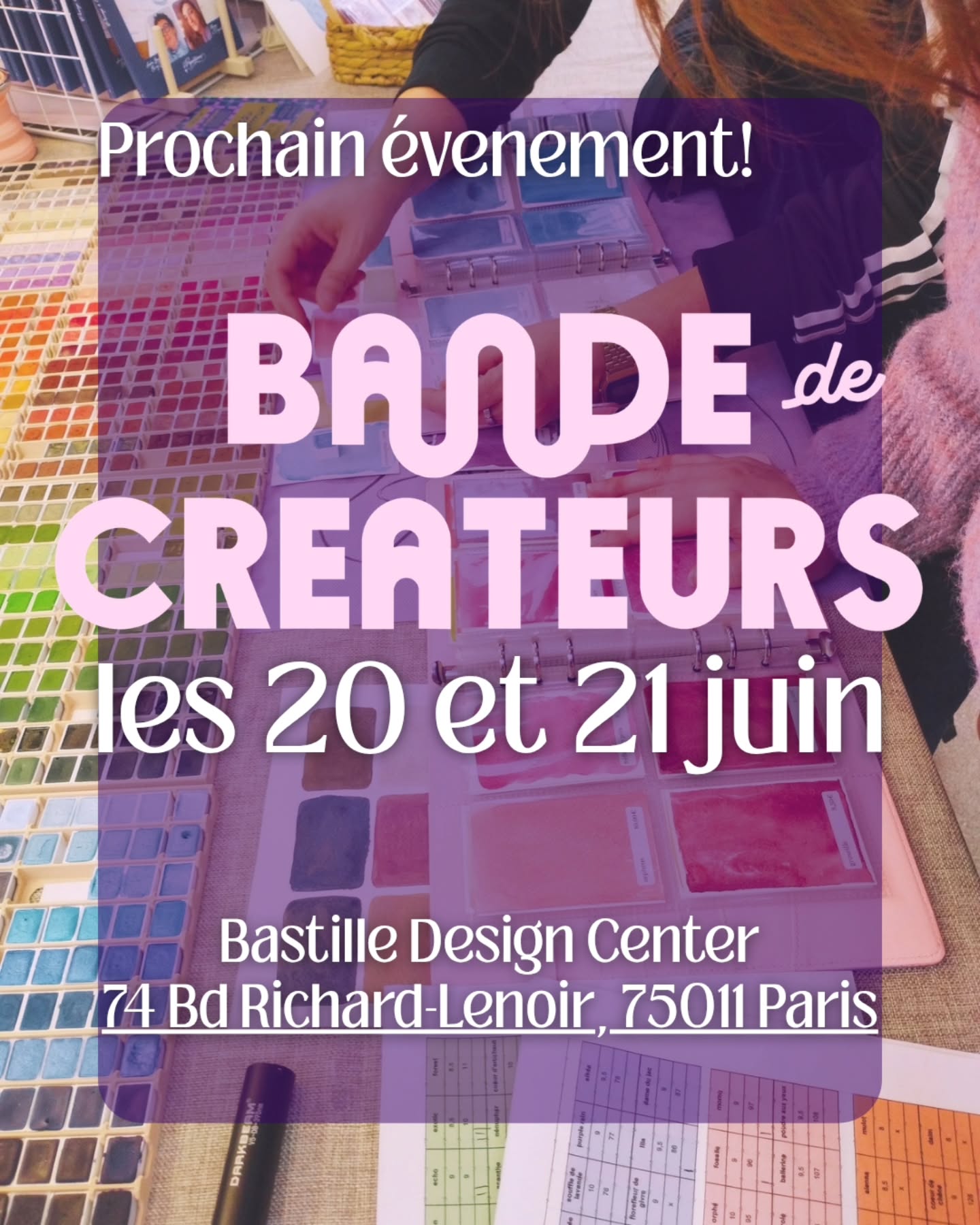 N'avais-je pas dit que cette année serait parisienne ? ✨✨
On se retrouvera les 20 et 21 Juin pour le pop up @bandedecreateurs
Le week end pile entre les 7 ans du Pigmentarium et mes 30 ans 👀 peut-être qu'on prévoit un gâteau ?
Avec plus de 200 aquarelles à tester (puisqu'il y aura les nouvelles en cours de fabrication), des coffrets, de la joie et des paillettes !
Vous venez ?? 👉👈☺️
20&21 Juin 2026
Bande de créateurs
@bastilledesigncenter
74 Boulevard Richard Lenoir
Paris 11e