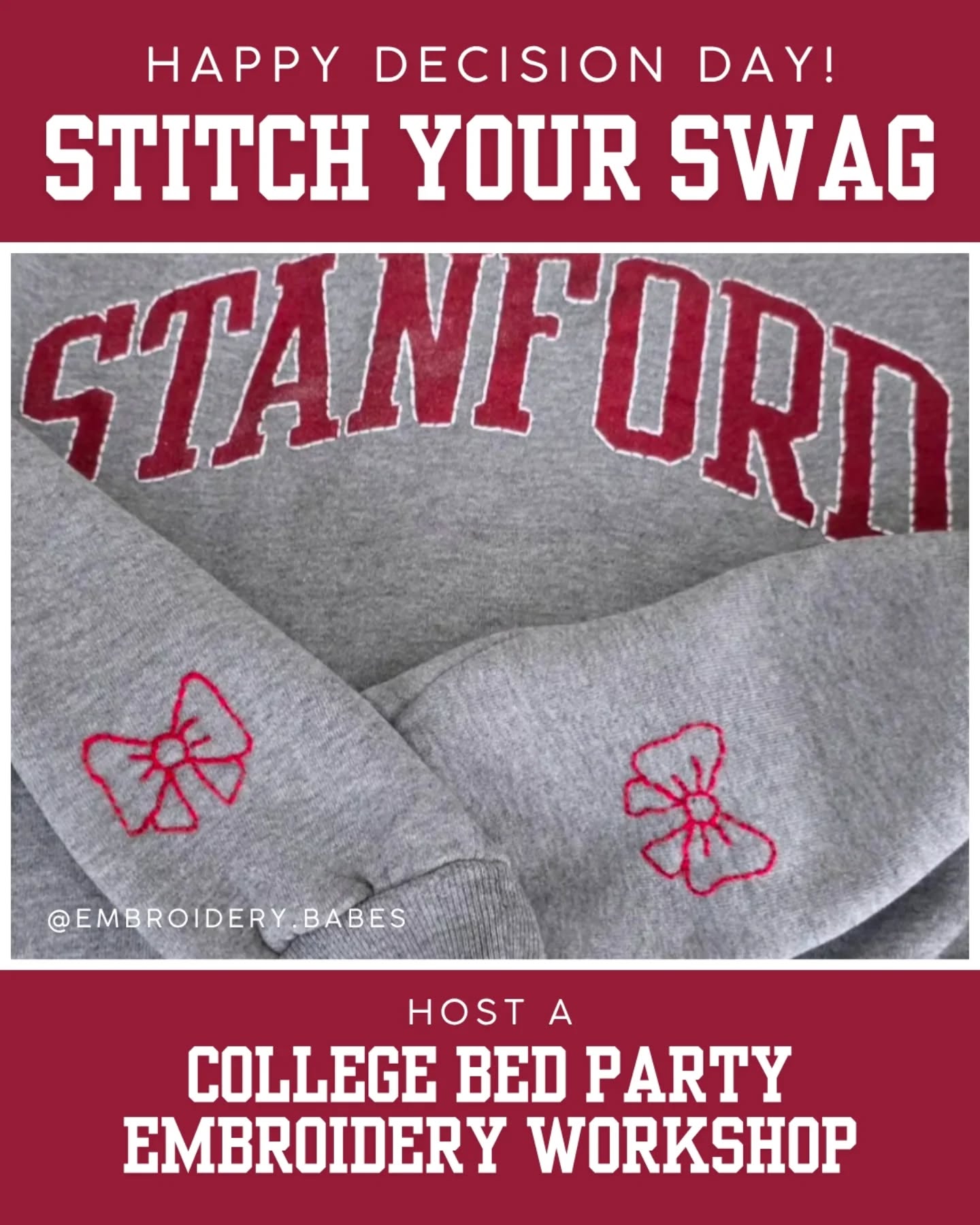 Decision made…now make it yours 🧵🎓
Skip the basic merch.
stitch their name, their school, their story onto something they’ll actually wear.
Host a college bed party workshop
or gift a DIY kit for a screen-free break at school
parents: best grad gift > another sweatshirt
seniors: make your gear actually cool
DM COLLEGE for details or book at embroiderybabes.com
#collegedecisionday #collegebound #classof2026 #njmoms #bergencountynj embroiderybabes