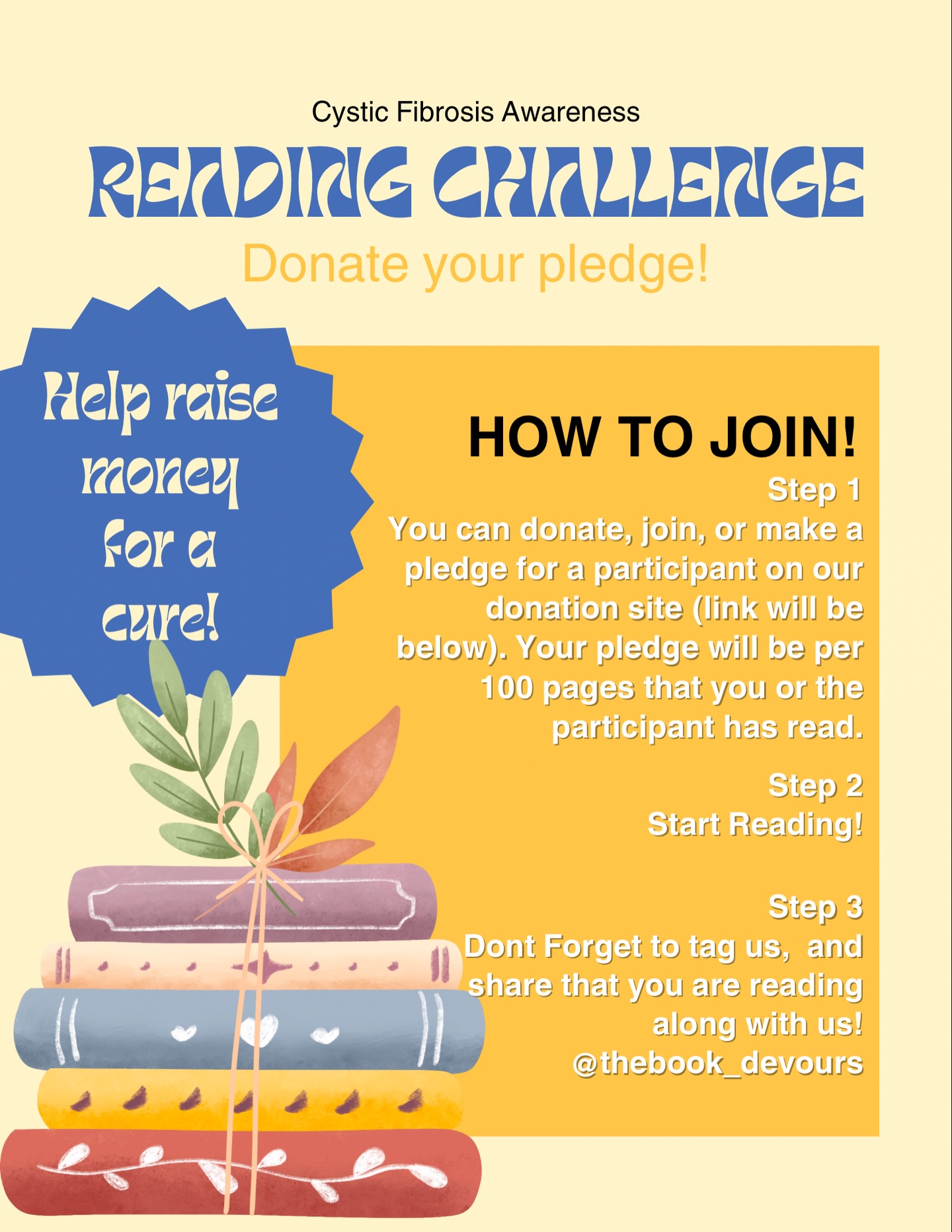 Hey yall! it’s that time of year again! its READ FOR A CAUSE!
we are reading to raise money to find a cause for Cystic Fibrosis. CF is a genetic, life-shortening disease that devastates the lungs, pancreas, and other vital organs. CG makes it difficult to breathe and fight life-threatening infections, often leading to extensive lung damage and respiratory failure.
Every person born with Cystic Fibrosis is on a unique journey and experiences this challenging disease differently. While progress has been made, a long road lies ahead for far too many people fighting this terrible disease. We need a cure so that everyone with CF has a better chance to live a long, healthy life.
If youd like to join, donate or pledge to a participant please visit the link in my bio!
if you are unable to donate or join at this time please feel free to share the link if you can! anything, even a something as small as a share helps SO MUCH and goes a long way.
Thanks so so so so so so much! ❤️
#cfawareness #cysticfibrosisawareness