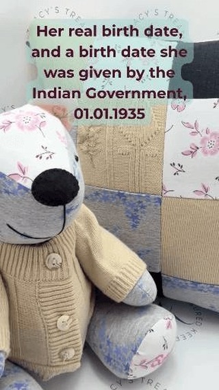 When I created a bear and double-sided patchwork cushion from her mum's clothes, she asked if the bear could look as though it was wearing the cardigan.
Her mum's bear has two dates on the foot, one was her actual date of birth, and the other (01.01.1935) was the date the Indian government assigned because she didn't have a birth certificate.
The cushion and bear together create a beautiful tribute; one practical, one to display. Even those small details on the bear's foot tell her story. Keepsakes that capture not just who she was, but the life she lived.
#TracysTreasuredKeepsakes #SmallBusinessUK #PersonalisedKeepsakes #HertsCustomKeepsakes #HandmadeGiftsUK