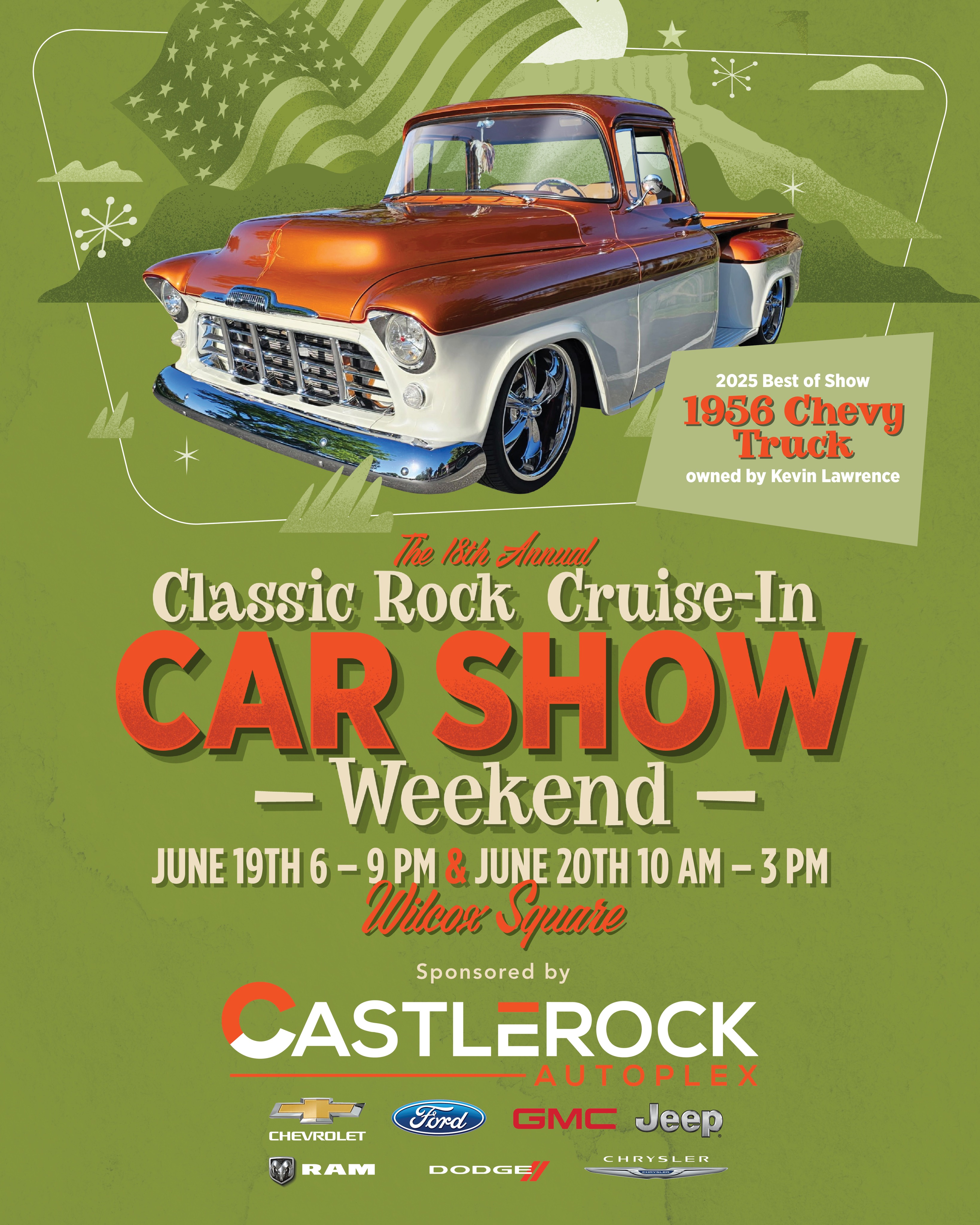 SAVE THE DATE! The 18th annual Classic Rock Cruise-In CAR SHOW Weekend is a month away! 🚘
Your favorite Father's Day Weekend tradition fills the streets of Downtown Castle Rock with live music, food trucks, beverage tents, and classic cars for your viewing pleasure!
📅 June 19th, 6-9pm and June 20th, 10am-3pm
📍Wilcox Square in Downtown Castle Rock
Mark your calendars, we'll see you there!
🚗 Brought to you by our friends at Castle Rock Autoplex
#downtowncastlerock #summerincastlerock #castlerockcolorado #coloradocarshow