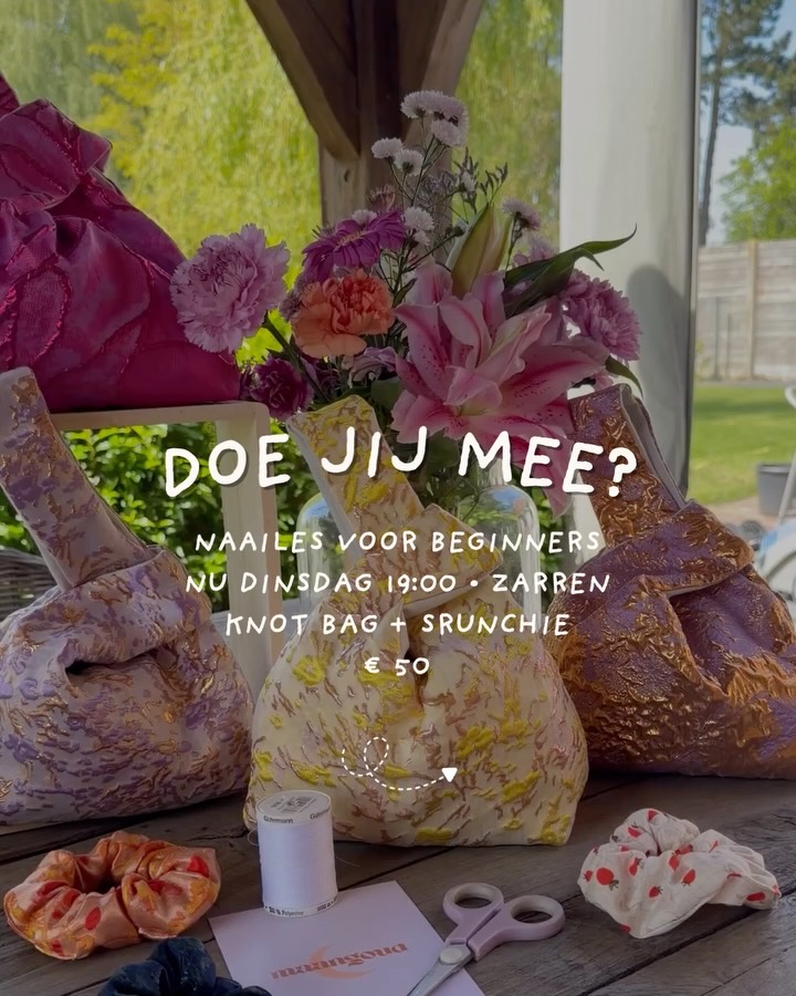 LAST MINUTE 🌻 Nu dinsdagavond, naailes voor beginners. In een 2-3 tal uurtjes leer ik jou werken met een naaimachine en overlockmachine. Je gaat naar huis met een superleuk, zelfgemaakt handtasje en scrunchie.
Stuur “naailes” in dm en ik stuur je alle info toe 💗
#naailes #naaiworkshop #westvlaanderen #lerennaaien #naaienvoorbeginners
