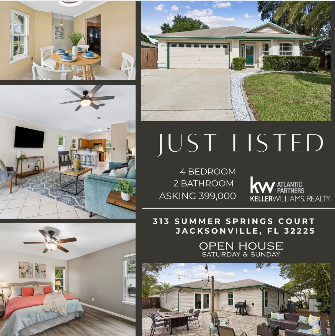 โจ Just Listed at $399,000 โจ
๐313 Summer Springs Court
Stop by this weekend and take a look for yourself! Weโll be hosting open houses all weekend at this beautiful 4 bedroom, 2 bathroom home in a great location just a short drive to the beaches ๐
Spacious, move-in ready, and perfect for entertaining with a large paver patio and plenty of room to enjoy the Florida lifestyle.
๐ Centrally located
๐ Oversized driveway
๐ก 4 Bedrooms | 2 Bathrooms
Come see it in person weโd love to have you!
#JustListed #OpenHouse #JacksonvilleRealEstate #JaxHomes FloridaLiving BeachLife HomesForSale RealtorLife SummerSellsJax