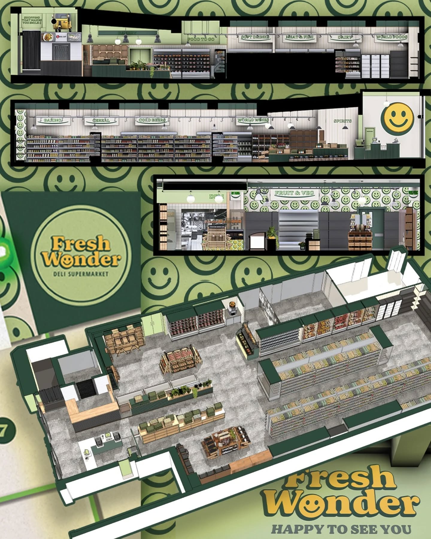 Post 2 - 3D Design.
We don’t only design restaurants!
We recently took on a full supermarket rebrand and interior design for Fresh Wonder in Hackney, London.
A brief that is a little different for us, but one that we loved getting our teeth into!
Once the new brand direction was set, we carried it through every part of the space - introducing the new colours, materials, and details to create an identity that feels bold, cohesive, and built to stand out on the high street.
Fresh Wonder is now open, Go take a look!
#Interiordesign
#brand
#london
#market
#new