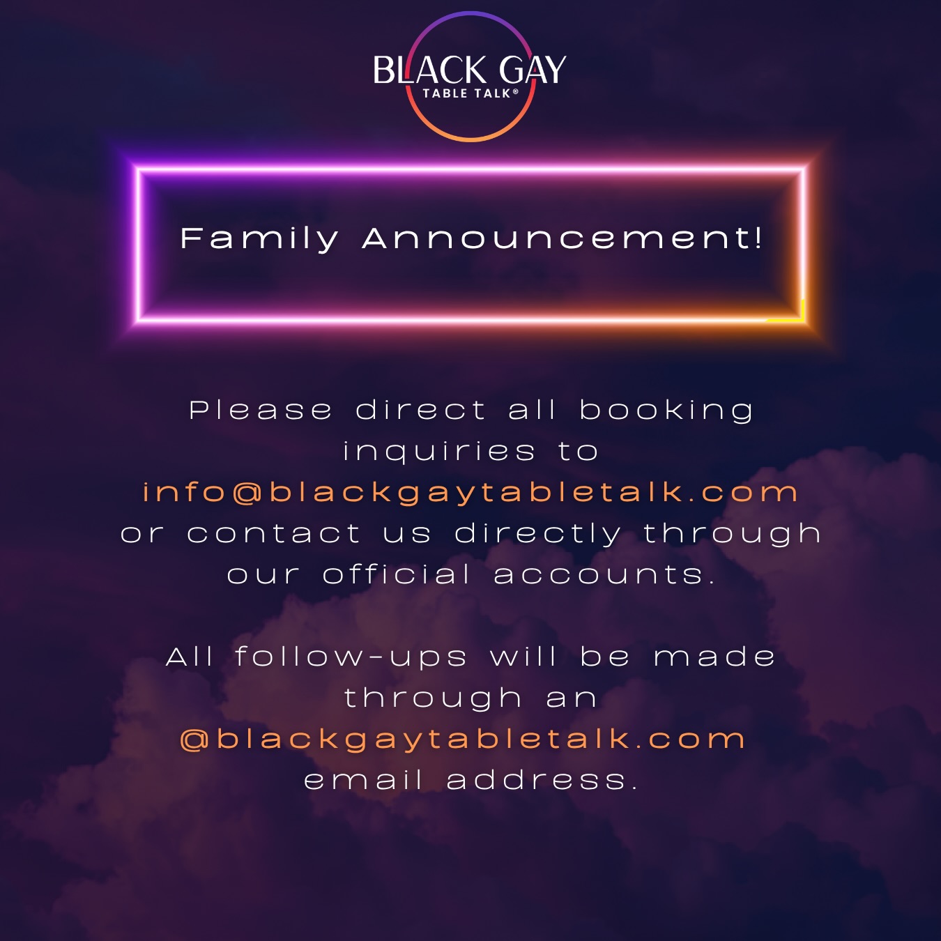 Family Announcement- Let us know if you have an interest in joining a show or if you have event suggestions! info@blackgaytabletalk.com More is on the way so keep an eye out and remember to Show Up & Show out! #blackgaytabletalk #blacklgbt #blackgaypride #pride