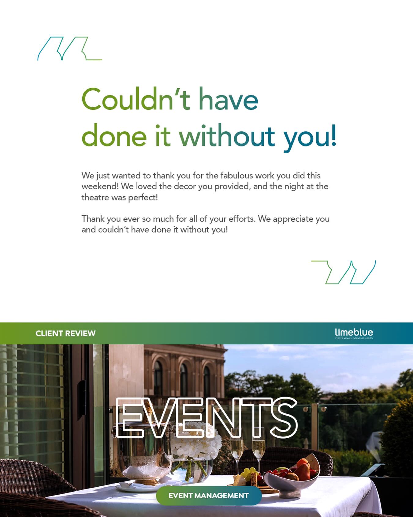 Had the most wonderful review from a very happy client after organising their weekend retreat.
.
.
.
#limebluesolutions #travel #hotels #events #design