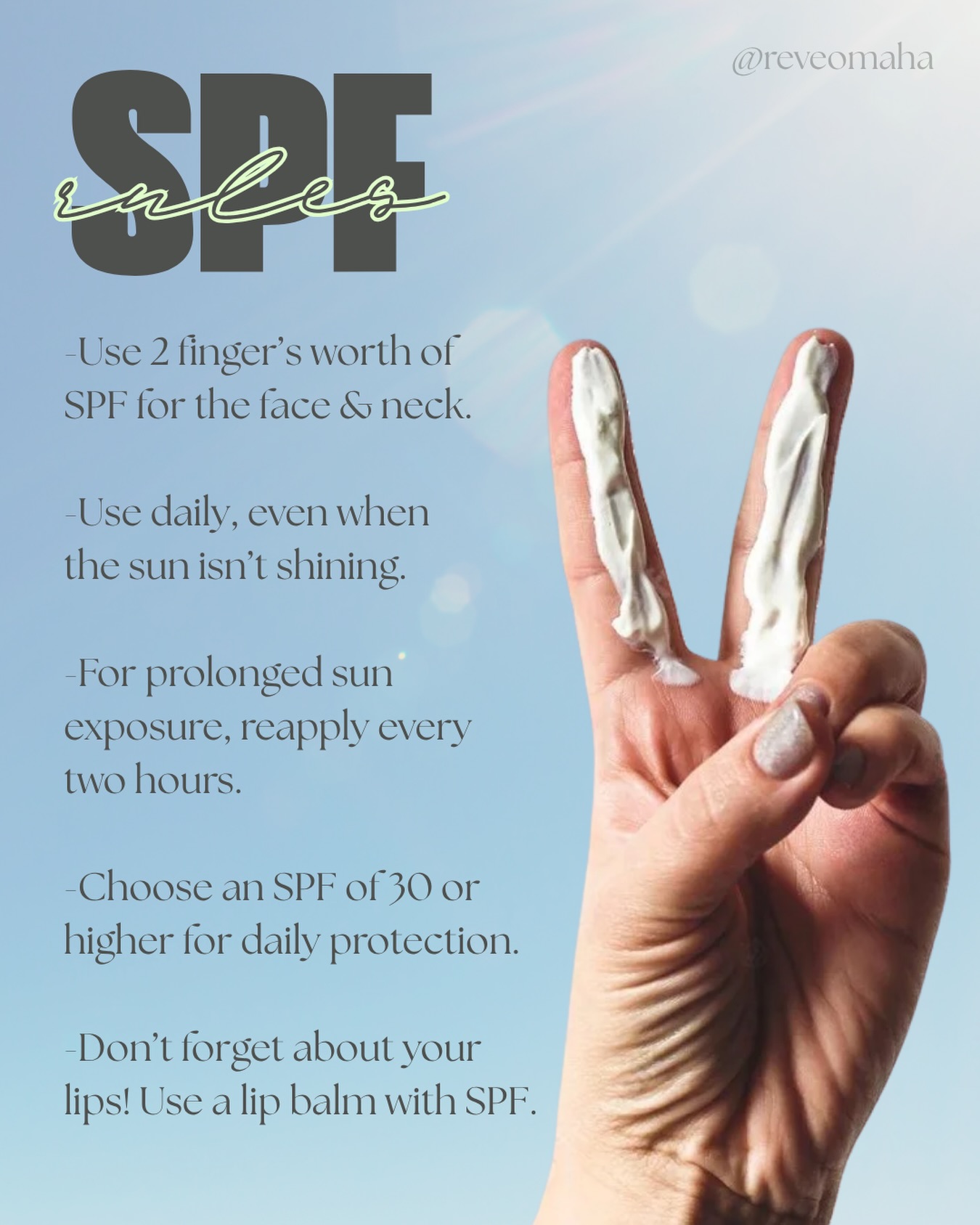 SPF rules we never break!
Your glow is only as good as your protection, so make sure to always wear your SPF no matter the weather.
#omahasalon #revesalonandspa #wearyourspf #spf #summerskincare