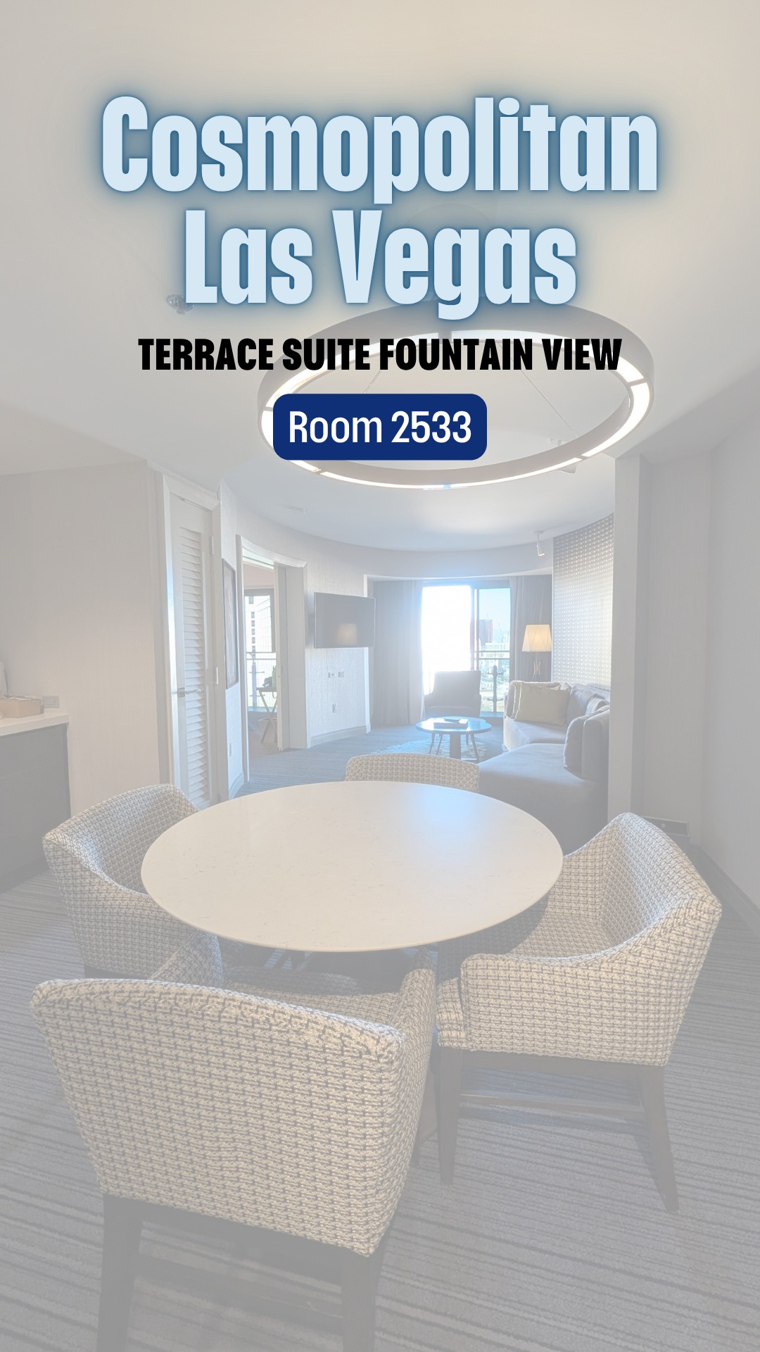 This Terrace Suite Fountain View at The Cosmopolitan of Las Vegas might be one of the best views on the Strip. ✨
Room 2533 features sliding glass doors that open to an oversized private terrace overlooking the famous fountain show. Watching the water, lights, and music from your own balcony never gets old.
Inside, the suite is spacious with two large bathrooms and a bubbler tub in the primary bath. It is the kind of room that makes you want to slow down and actually spend time enjoying the space.
Fresh air, sunlight, and front row seats to the fountains. Hard to beat.