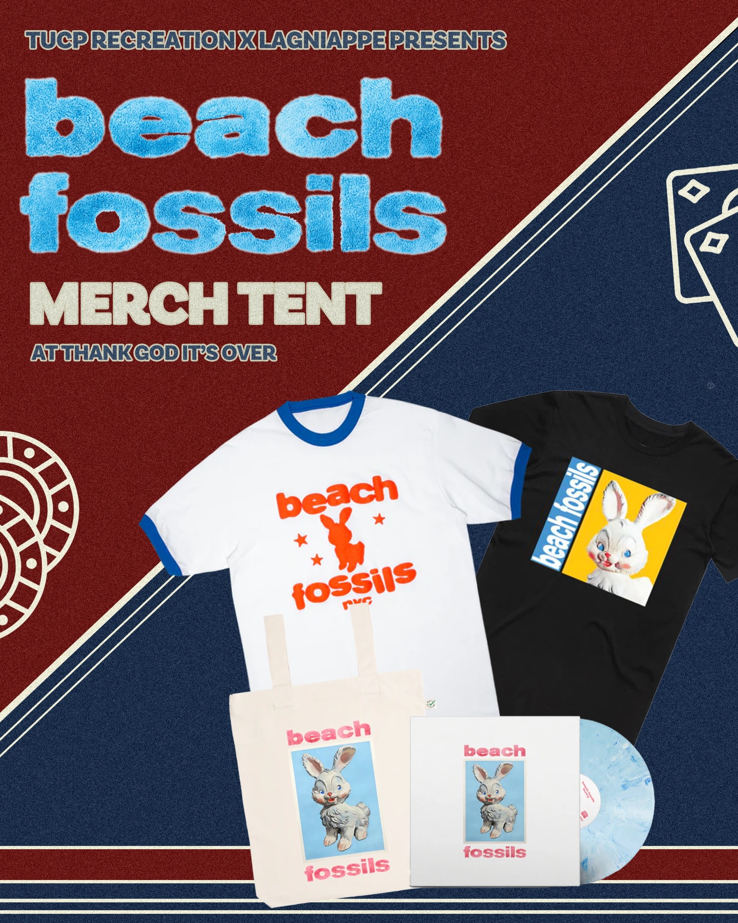 It’s the last day of classes!!! 🎉 If you want some @beachfossilsnyc merch, they are bringing their very own merch tent to sell vinyls, shirts, and MORE‼️‼️ Stop by Brown Field from 4-7PM to pick up some merch and listen to some music🙌🎰🎲