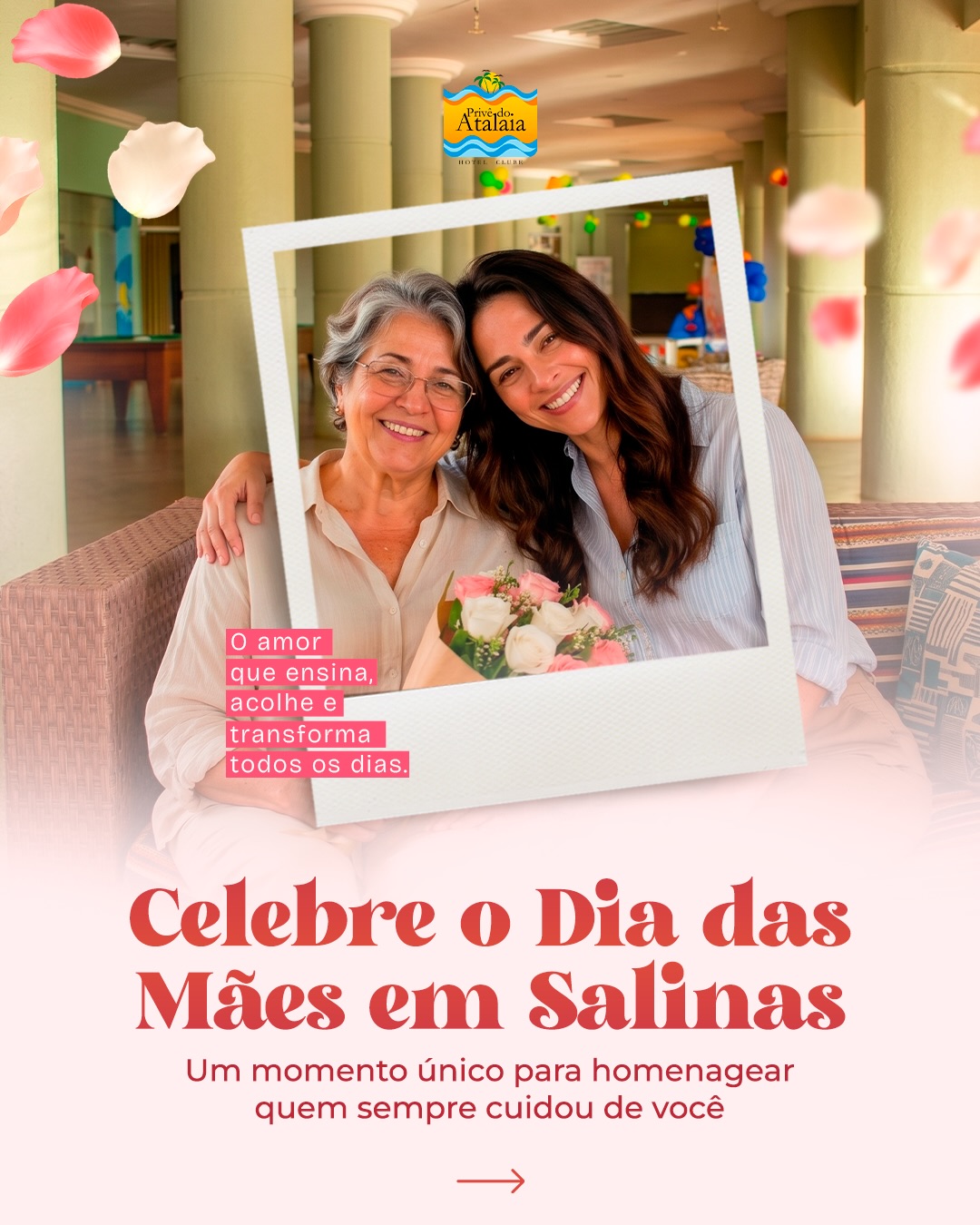 ❤️ Neste Dia das Mães, mude o cenário e venha celebrar quem cuida, acolhe e transforma todos os dias. ✨ Um dia pra retribuir tudo que ela sempre fez, com carinho, tempo junto e momentos que ficam.
📅 10 de maio
🍽️ Almoço especial de Dia das Mães
🏨 Hotel Privê do Atalaia
🏝️ Salinas/PA
Hospedagens com diárias a partir de R$320 para duas pessoas, com café da manhã incluso e até 1 criança de até 7 anos com hospedagem grátis. Junte a família e venha viver esse Dia das Mães com a gente!
Preço do Almoço de Dia das Mães: R$99 para Hóspedes e R$119 para Não Hóspedes.
Garanta seu lugar e venha celebrar do jeito que ela merece.
Saiba mais com nossa equipe: 📲 (91) 98458-2327 | 98403-9507 | 98495-4244
#DiaDasMães #Salinas #PrivêDoAtalaia #MomentosEspeciais #Família