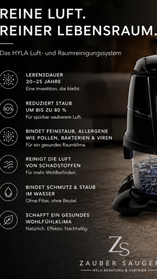 🌿 Reine Luft. Reiner Lebensraum. 🌿
Mit dem HYLA Luft- und Raumreinigungssystem bringst du nicht nur Sauberkeit, sondern echtes Wohlbefinden in dein Zuhause ✨
💧 Bindet Staub & Schmutz im Wasser – ganz ohne Beutel
🌬️ Reduziert Staub um bis zu 80 %
🦠 Entfernt Feinstaub, Allergene, Pollen & Bakterien
🏡 Sorgt für ein gesundes Raumklima
⏳ Lebensdauer von 20–25 Jahren
Perfekt für Familien 👨👩👧👦, Allergiker 🤧 und alle, die Wert auf saubere Luft & Hygiene legen.
📲 Erlebe den HYLA live bei dir zu Hause –
kostenlose & unverbindliche Vorführung schweizweit 🇨🇭
👉 Jetzt Termin sichern & den Unterschied selbst spüren!
#HYLA #HYLASchweiz #Luftreinigung #SaubereLuft #AllergikerHaushalt GesundesZuhause HYLAStaubsauger Reinigungssystem Raumklima Feinstaub OhneBeutel NachhaltigSauber