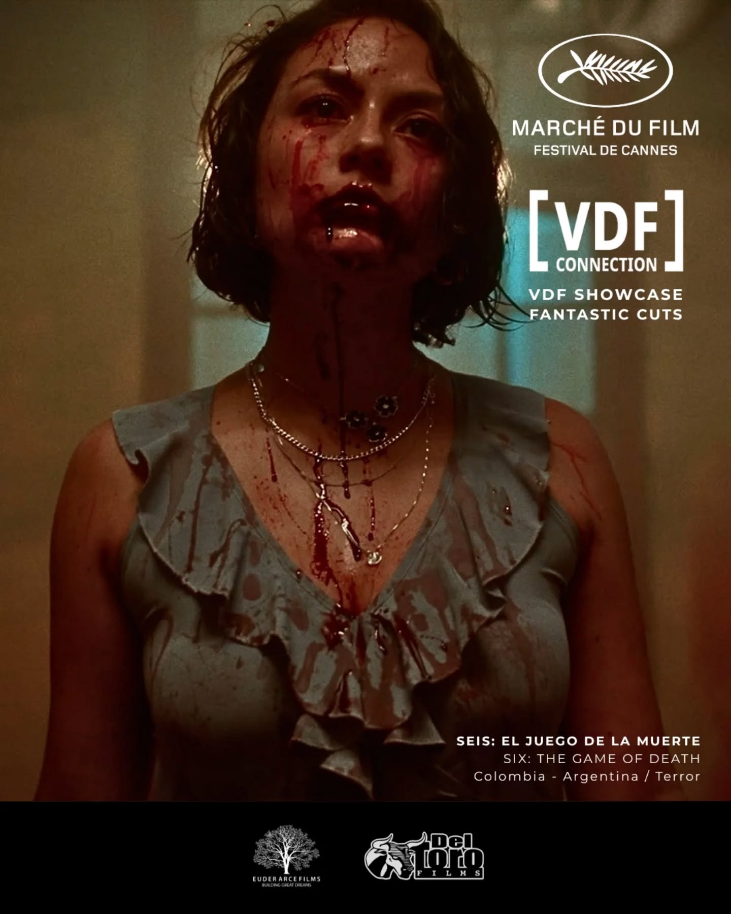 📢El terror colombiano llega a Cannes 💀 SEIS: EL JUEGO DE LA MUERTE presenta sus primeras imágenes en el Marché du Film, como parte del VDF Showcase en su sección Fantastic Cuts.🎬
Un juego siniestro.
Seis jugadores.
Solo uno sobrevivirá.
----------------------------------------
📍May 16 | 11:30 AM | Palais J
----------------------------------------
👉Colombian horror in Cannes
🎬 SIX: THE GAME OF DEATH unveils its first footage at @marchedufilm as part of the @vdf.connection Showcase in its #FantasticCuts section.
💀A sinister game. Six players. Only one will survive.💀
Producida por
Euder Arce Films 🇨🇴
Del Toro Films 🇦🇷
Protagonizada por Francisca Estévez, Juliana De La Mora, Camilo Trujillo, Jair Romero, Keisy Oviedo, Javier Hernández y Juan Pablo Llano.
Dirigida por: Patrik Mosquera
Escrita por: Alvaro Vanegas - LoperaSánchez
#SeisElJuegodelaMuerte #SixTheGameOfDeath #MDF2026 #LatinAmericanHorror