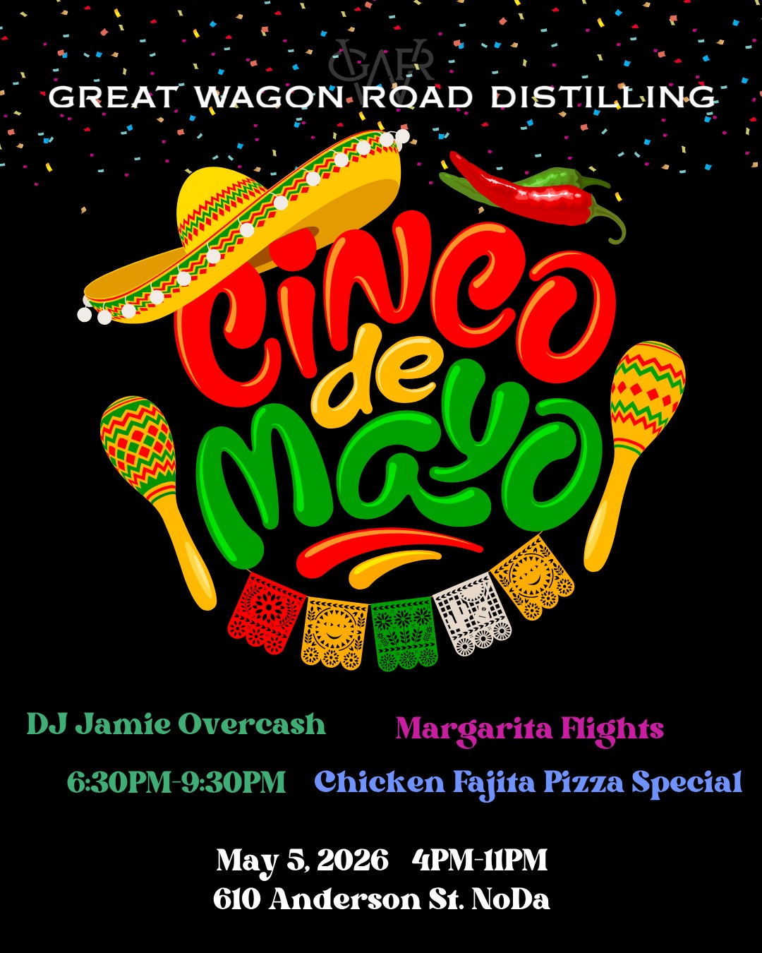 Cinco De Mayo is coming in HOT 🌶️🍹
We are having a full-on fiesta!
🎶 DJ Jamie Overcash spinning 6:30–9:30PM
🍹 Margarita Flights all night
🍕 Chicken Fajita Pizza special you don’t want to miss
🏃♂️Run Club 6:30 (1-5 miles routes)
#nodaclt #gwr #cincodemayoclt #cincodemayo