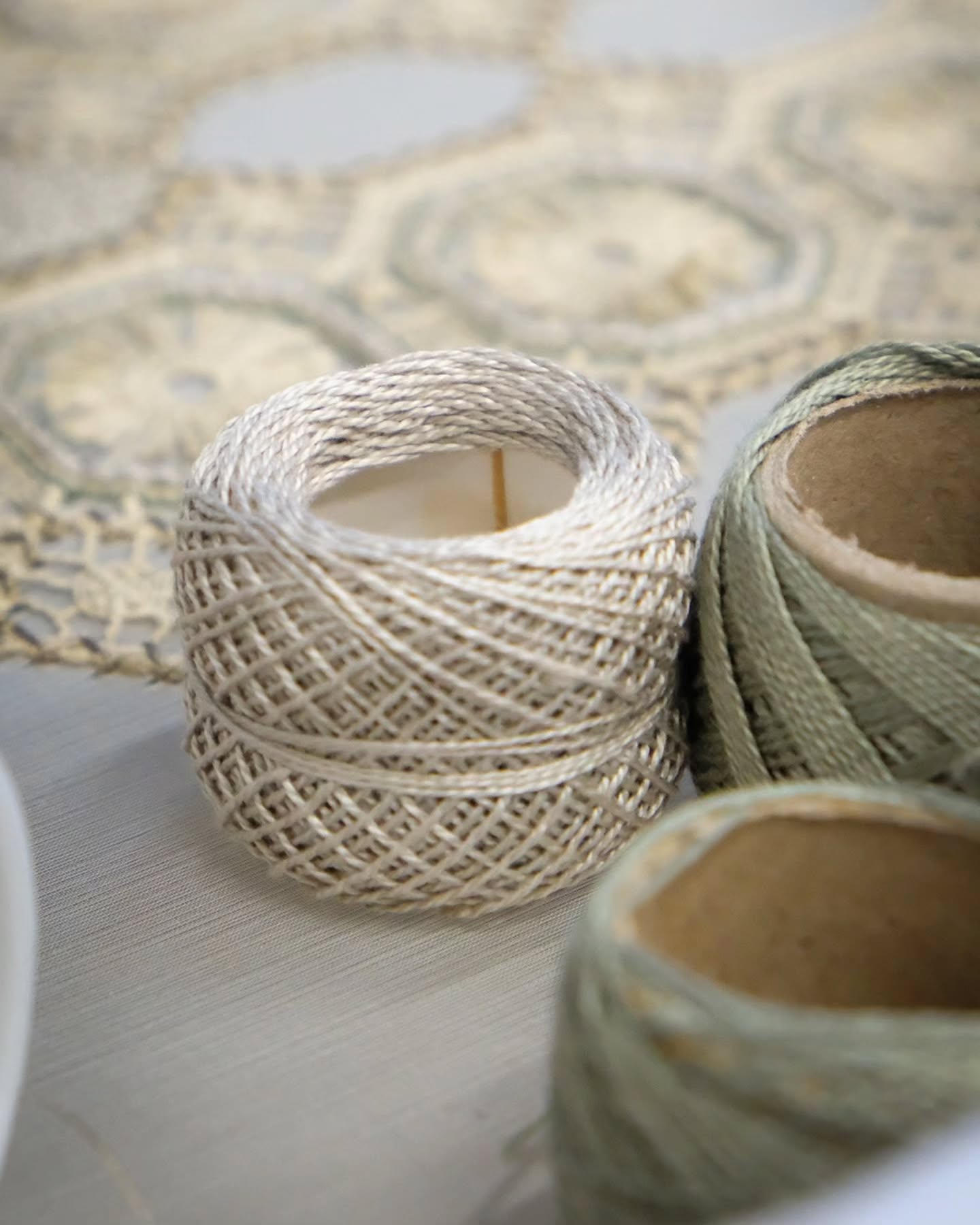 Threads in their quite state — texture and tone awaiting direction
#OneOfAKind
#Handmade