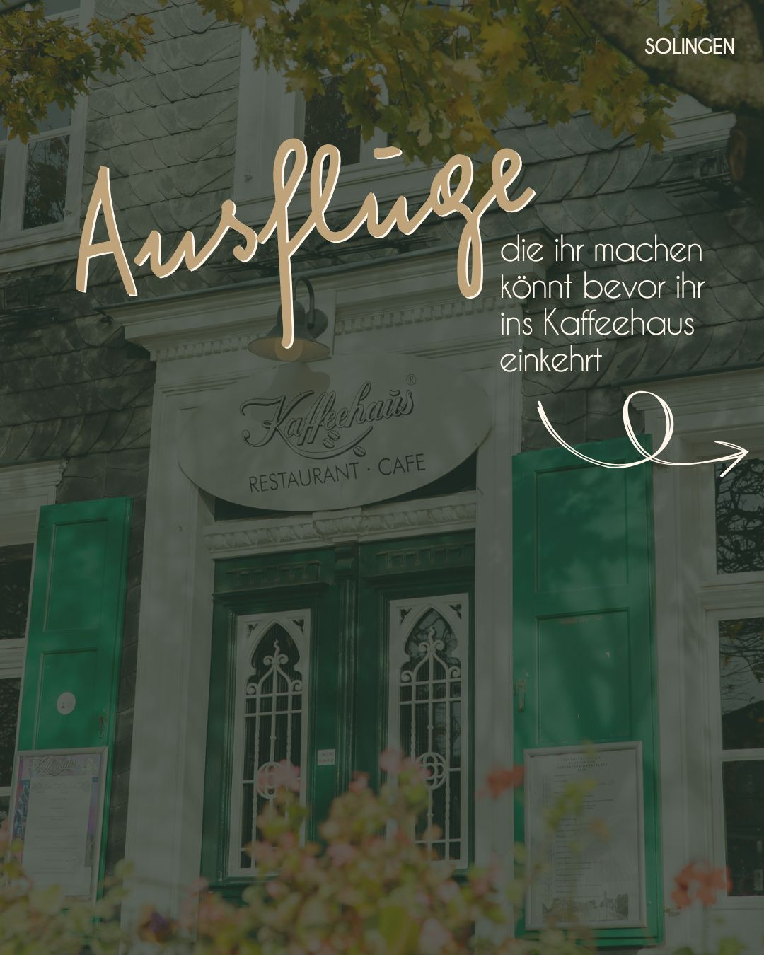 Ein Tag in Gräfrath – und alles liegt ganz nah beieinander.
Ob ein Besuch im Klingenmuseum, ein Spaziergang durch die Fauna, ein Abstecher ins Museum Baden oder einfach durch die Altstadt – jeder Ort hat seinen eigenen Charakter.
Und genau das macht den Reiz aus: ein bisschen Kultur, ein bisschen Natur und viel Ruhe zwischendurch.
Und danach?
Ein Platz zum Ankommen im Kaffeehaus.
Speichert euch den Beitrag für euren nächsten Ausflug nach Solingen.