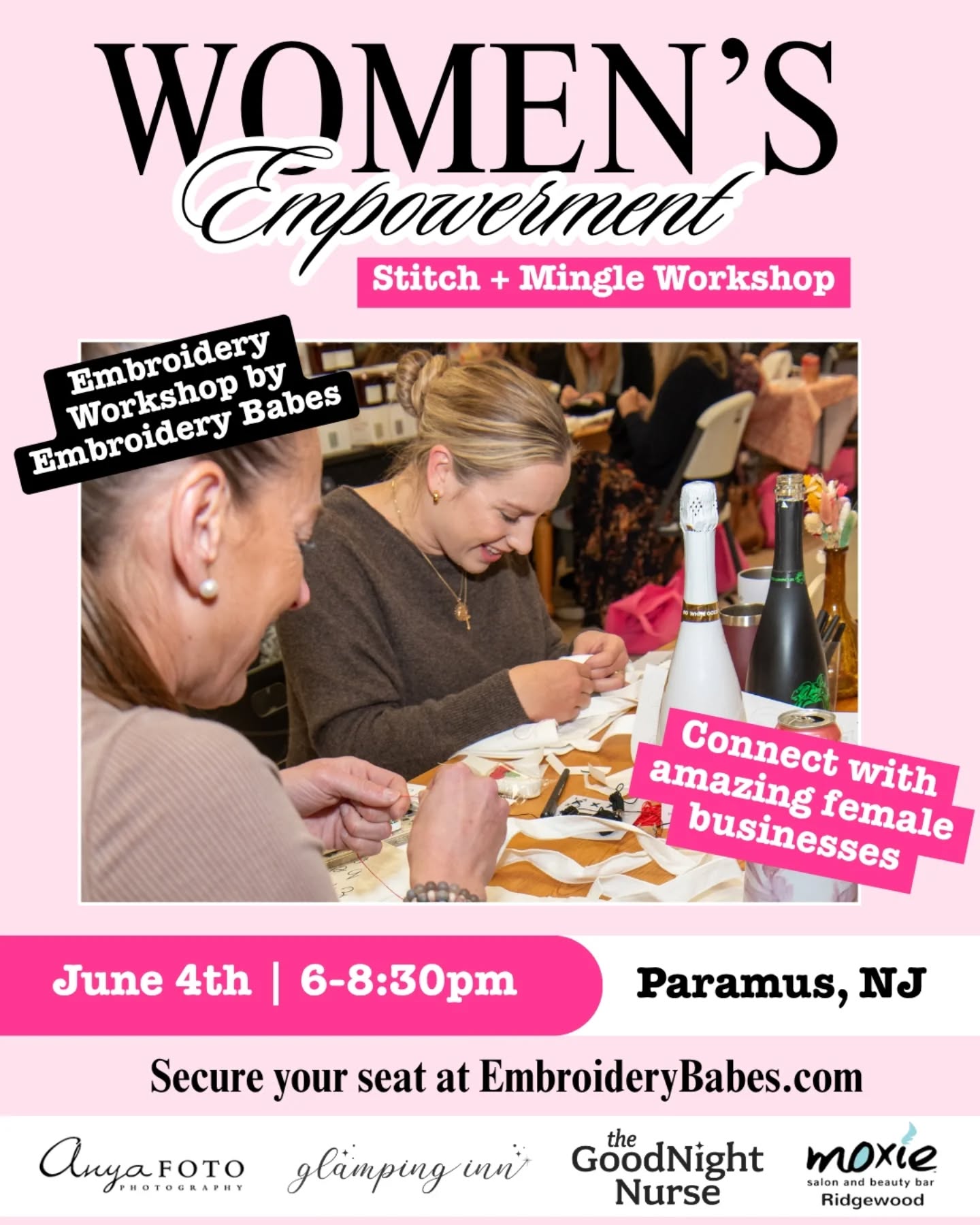 POV: you finally say yes to the girls’ night you almost talked yourself out of 💕
Join us on June 4th in Paramus, NJ for a Women’s Empowerment Stitch + Mingle Night with embroidery, mocktails, giveaways, shopping, and inspiring local women owned businesses
You’ll learn beginner friendly embroidery (no experience needed), customize your own piece, and spend the night creating something instead of just scrolling for once
the kind of night where you leave feeling lighter, inspired, and proud that you actually did something for yourself.
🎟️ Selling fast at embroiderybabes.com
6/4 | 6-8:30pm | Paramus, NJ | $65
Comment EMPOWER for the direct link to book. This will sell out!
#paramus #njwomen #njsmallbusiness #WomenEmpowerment #bergencountynj