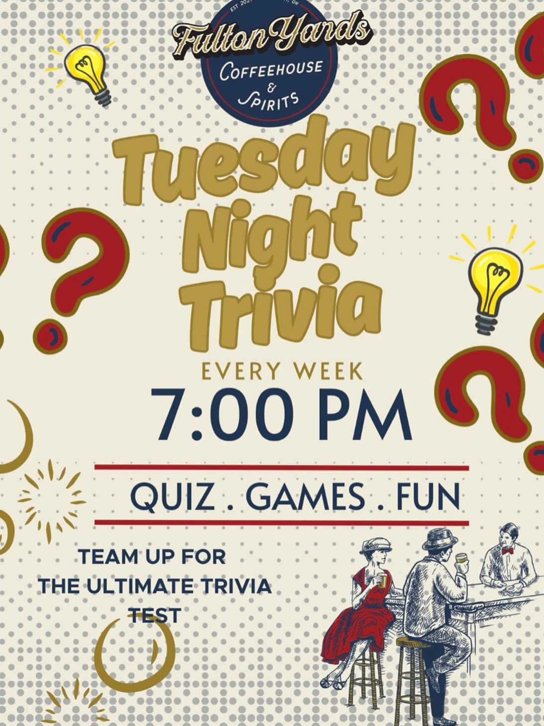 Do you have plans tonight? We do! Come join us for our weekly trivia night 🍻
Starts at 7! See you there 👋
