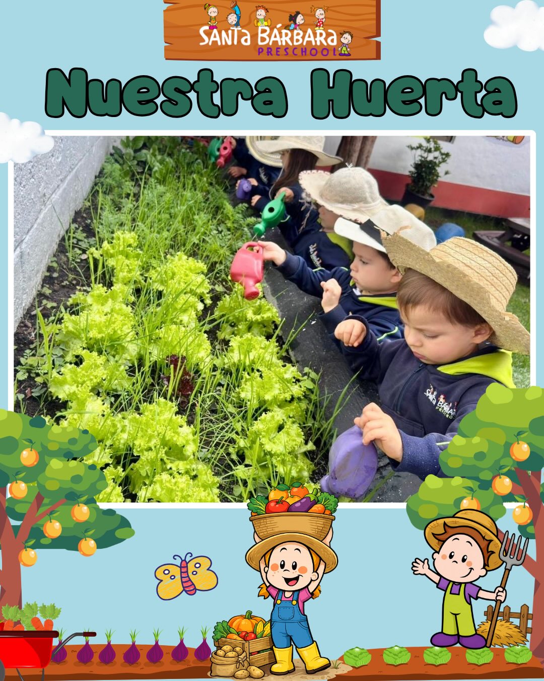 Nuestra huerta, un espacio para aprender, cuidar y conectar con la naturaleza. 🌿🌱✨
#AprenderJugando #PequeñosJardineros #CuidadoDelMedioAmbiente #InfanciaFeliz #santabárbarapreschool