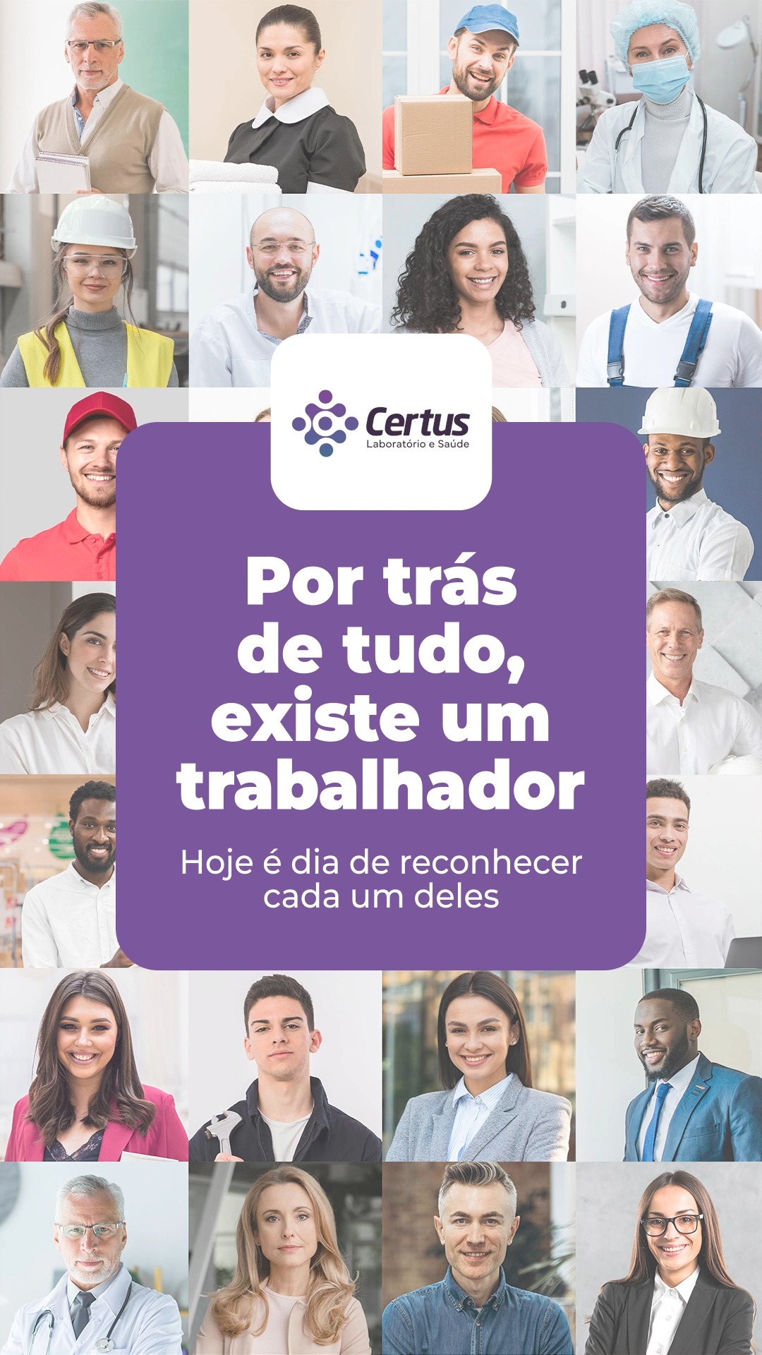 Todos os dias, a nossa rotina só acontece graças ao trabalho de muitas pessoas. E elas merecem o devido reconhecimento por tamanha dedicação, por enfrentarem desafios e contribuírem para o funcionamento da sociedade.
Certus Laboratório e Saúde
📍 Piumhi (Centro)
Praça Guia Lopes, nº 54, Anexo à Santa Casa
📞Telefone: (37) 3371-9511
📱WhatsApp: (37) 99965-0200
📍 São Roque de Minas
Rua Francisco Alves Oliveira, 230, Centro
📱📞Telefone/WhatsApp: (37) 99991-0500
Site: www.certuslaboratorio.com.br
🕐 Horário de funcionamento:
Piumhi:
Segunda a sexta: das 6h30 às 19h
Sábado e feriados: das 7h às 19h
Domingo: das 7h às 13h
São Roque de Minas:
Segunda a sexta: das 6h30 às 17h30
Sábado: das 7h as 11h