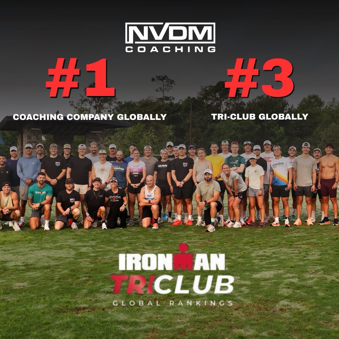 NVDM in the current Ironman TriClub Global Rankings🤩
🥇#1 Coaching Company Globally
🥉#3 TriClub Globally
This is a massive accomplishment for NVDM Coaching that would not be possible without the support of YOU
Thank you to all of our athletes, coaches, and sponsors!🙌🏽
This is just the beginning.🤞
