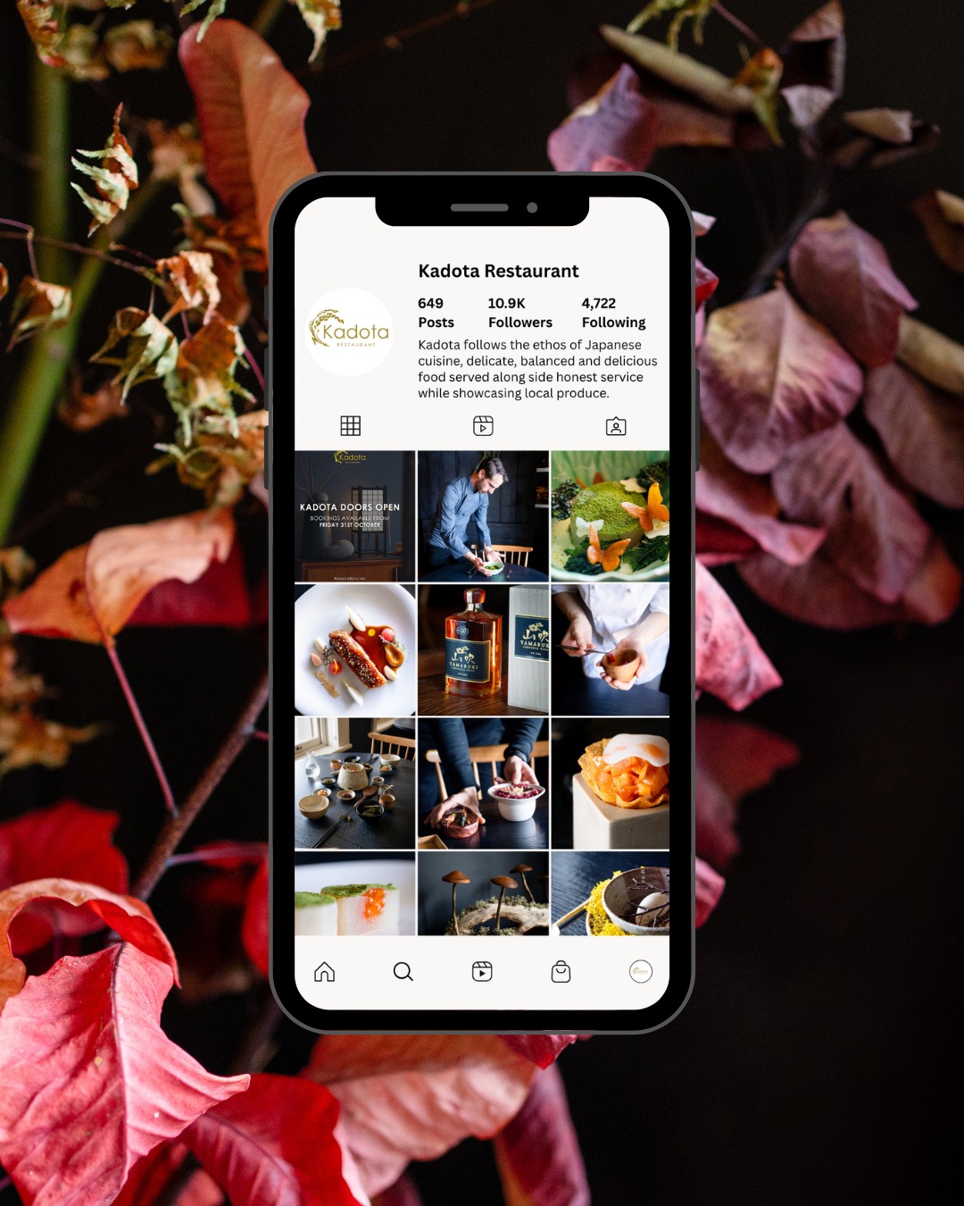 The @kadotarestaurant feed says everything before you've even made a booking.
For a Japanese fine dining restaurant in Daylesford, the grid is doing serious work - communicating the level of craft, the aesthetic and the experience to anyone who finds the page for the first time. That first scroll is the first impression, and Aaron and the team give us plenty to work with.
#daylesford #macedonranges #japanesefood #kgmgcreative