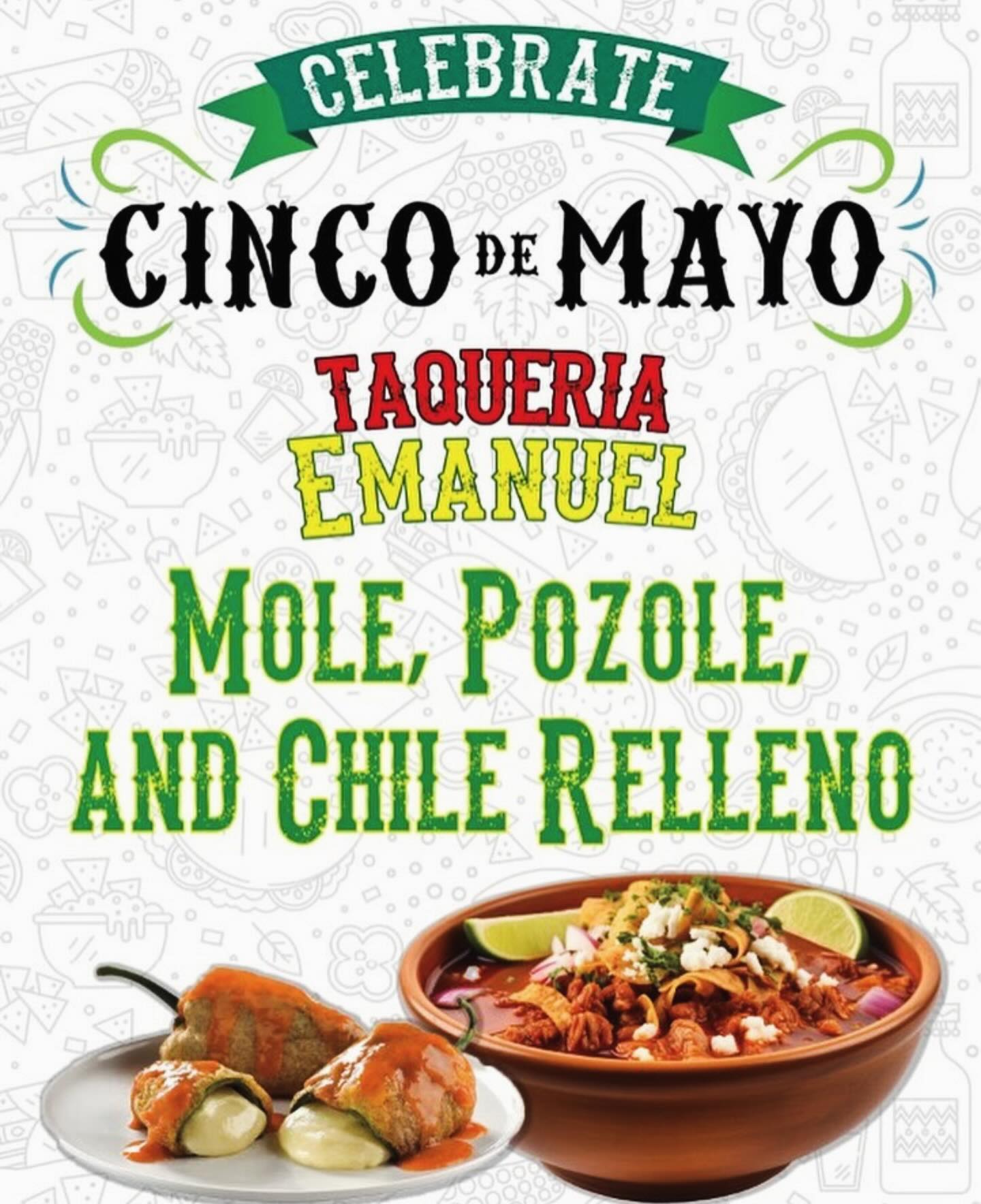 🎉 Celebrate Cinco de Mayo with us at Taqueria Emanuel! 🇲🇽
Come enjoy some of our favorites:
🔥 Mole
🥣 Pozole
🌶 Chile Relleno
Authentic flavors, made fresh — just how it should be.
⏰ Open 8AM – 9PM
📍 Pull up with family & friends
Let’s celebrate the right way 🇲🇽🔥
#CincoDeMayo #TampaEats #MexicanFood #Pozole #Mole ChileRelleno TampaFood SupportLocal