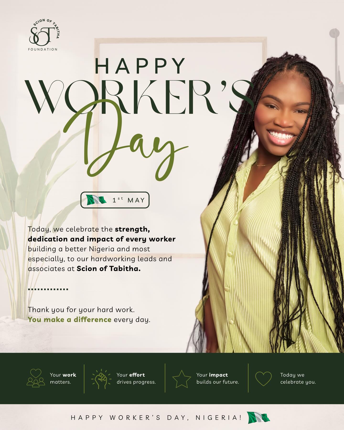 Happy Workers’ Day 🇳🇬
To the women building, leading, and pushing forward, and to the team that stands behind this vision every day, your work is powerful.
At Scion of Tabitha, we are proud to be driven by purpose and fueled by people who truly care ❤️❤️❤️.