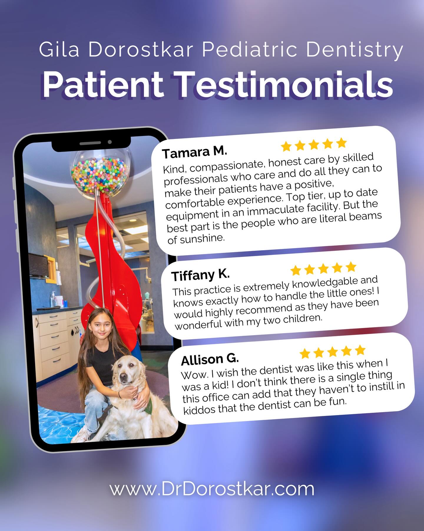 Nothing makes us smile more than hearing from our amazing patients and families 💙
Your kind words, trust, and support mean everything to our team. We’re so grateful to be a part of your children’s smiles and to create positive, fun dental experiences every day.
Thank you for letting us grow with your families and for sharing your experiences with us—we love what we do because of you! 🦷✨
#pediatricdentist #drgiladds #kiddentist #marincounty #bayarea