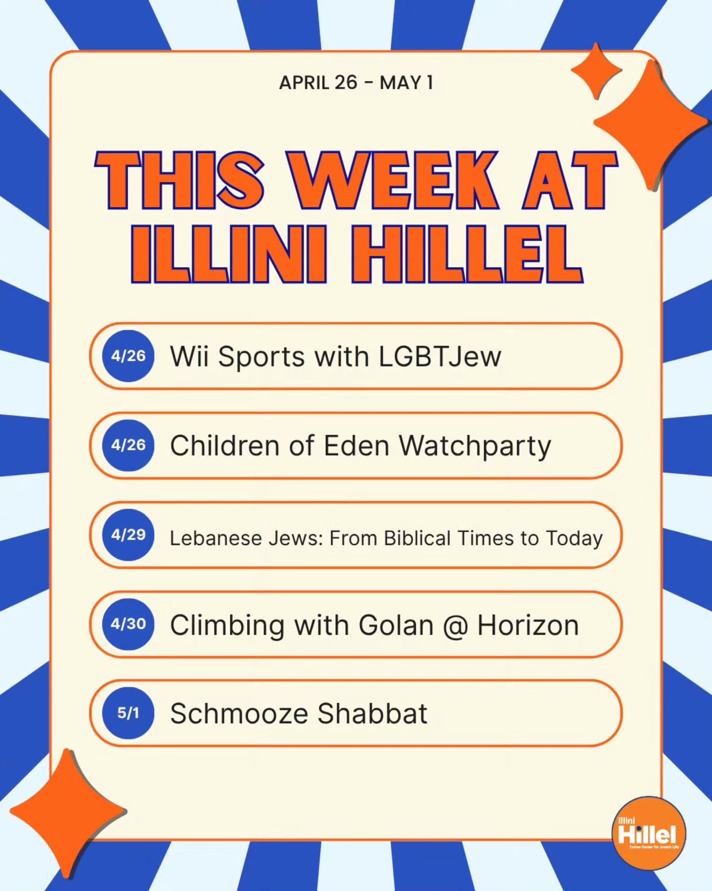 Check out what's happening this week at Illini Hillel!