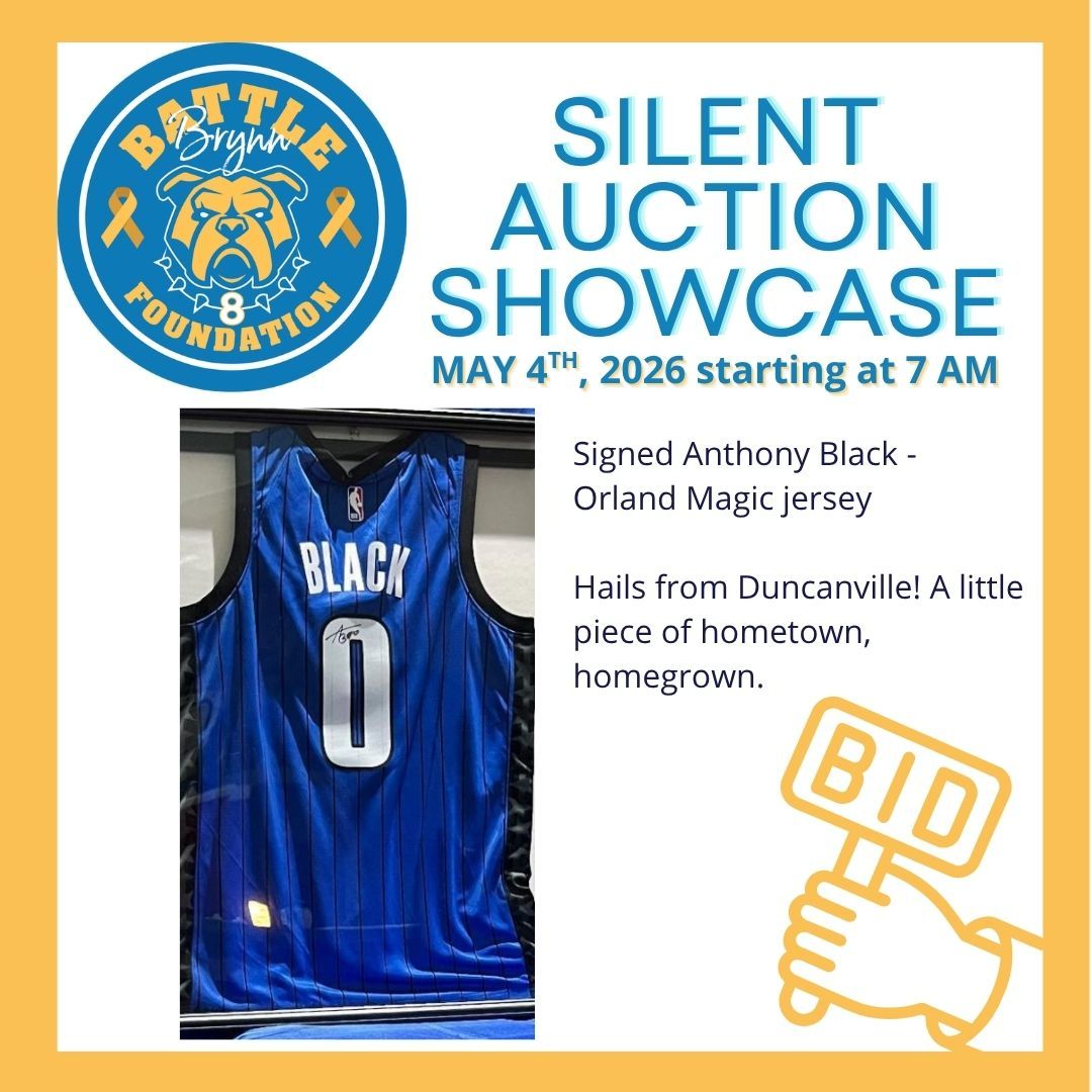 🌟🏀 Score Big with Our Silent Auction Item! 🏀🌟
Bidding is LIVE! https://web.bidbeacon.com/share/auction.php?code=6M3G2M
Hey, sports fans! 🎉 Get ready to elevate your memorabilia collection with an exclusive piece straight from the courts! 🙌 We're thrilled to present a signed jersey from none other than our local legend, Anthony Black! 🌟
🔥 Born and raised in Duncanville, Texas, Anthony Black has taken the basketball world by storm, now shining bright with the Orlando Magic in the NBA! 🌠 From his electrifying college days with the Arkansas Razorbacks to his soaring career in the pros, Anthony's journey is nothing short of inspiring. 🏆✨
This jersey isn't just a piece of cloth; it's a symbol of dedication, talent, and the relentless pursuit of greatness. 🌟 And now, YOU have the chance to make it yours! 😍
Bid high, bid proud, and let's support our local hero while adding an extraordinary touch to your sports collection! Don't miss out—place your bids now and own a piece of basketball history! 🎉🏀