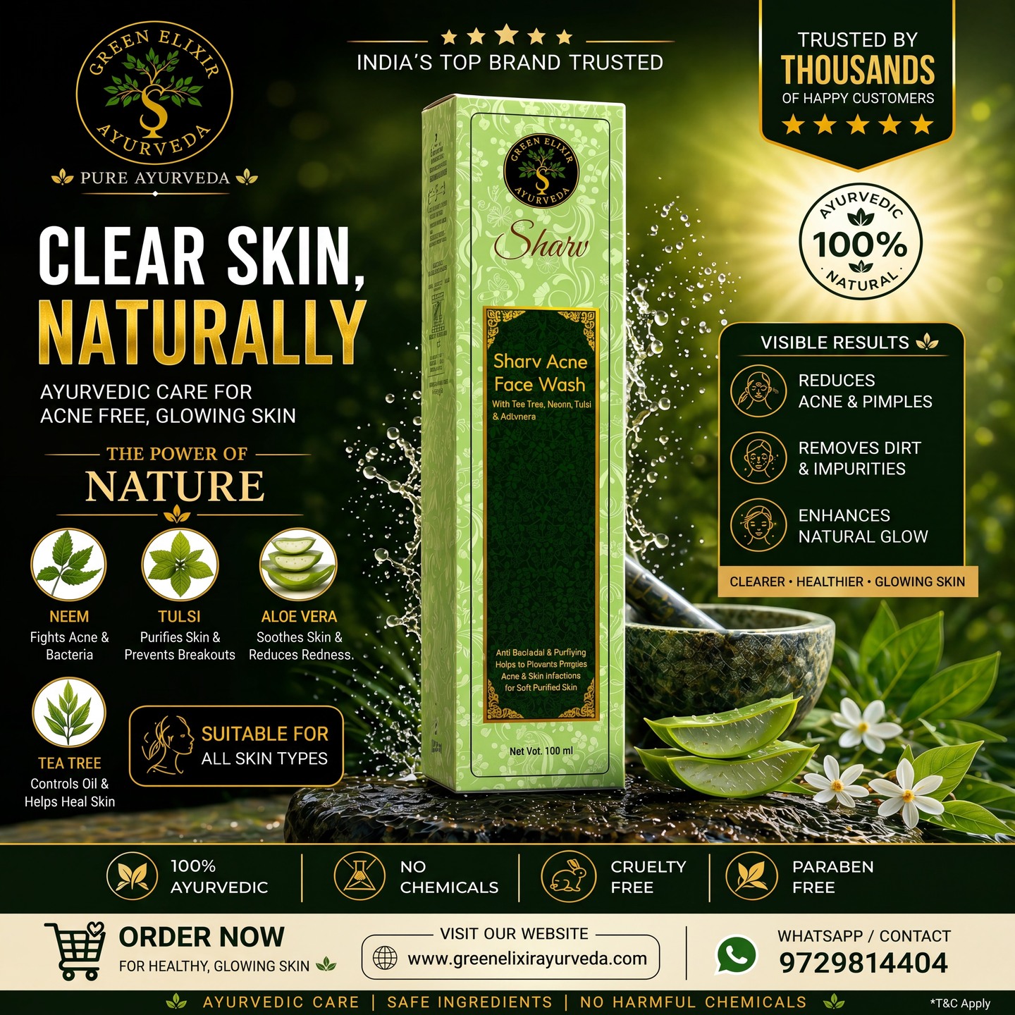 Acne se pareshan ho? Yeh galti mat karo… 👇
Most face washes sirf upar se clean karte hain ❌
Problem ko root se treat nahi karte.
🌿 That’s why people are switching to Ayurvedic Skincare
Introducing Sharv Acne Face Wash
by Green Elixir Ayurveda 💚
✔ Fights Acne & Pimples naturally
✔ Deep cleans dirt & excess oil
✔ Helps reduce marks & dullness
✔ Gives clear, healthy glowing skin
🌱 Powered with Neem, Tulsi, Aloe Vera & Tea Tree
— nature’s real skin healers
💬 Real people. Real results. No chemicals.
🚨 If you’re serious about fixing your skin, start here.
📦 Order Now
🌐 www.greenelixirayurveda.com
📲 WhatsApp: 9729814404
⏳ Limited stock — Don’t wait
#Ayurveda #AcneTreatment #SkincareIndia #NaturalSkincare #GlowingSkin #HerbalCare #OrganicBeauty #AyurvedicProducts #SkinCareRoutine #PimpleFreeSkin #HealthySkin #GreenElixir #IndianBrands #MadeInIndia #BeautyCare
#AcneSolution #Ayurveda #SkincareIndia #NaturalSkincare #PimpleFreeSkin #GlowingSkin #HerbalCare #OrganicBeauty #SkinCareRoutine #IndianBrands #HealthySkin #BeautyTips #GreenElixir #AyurvedicProducts #ClearSkin