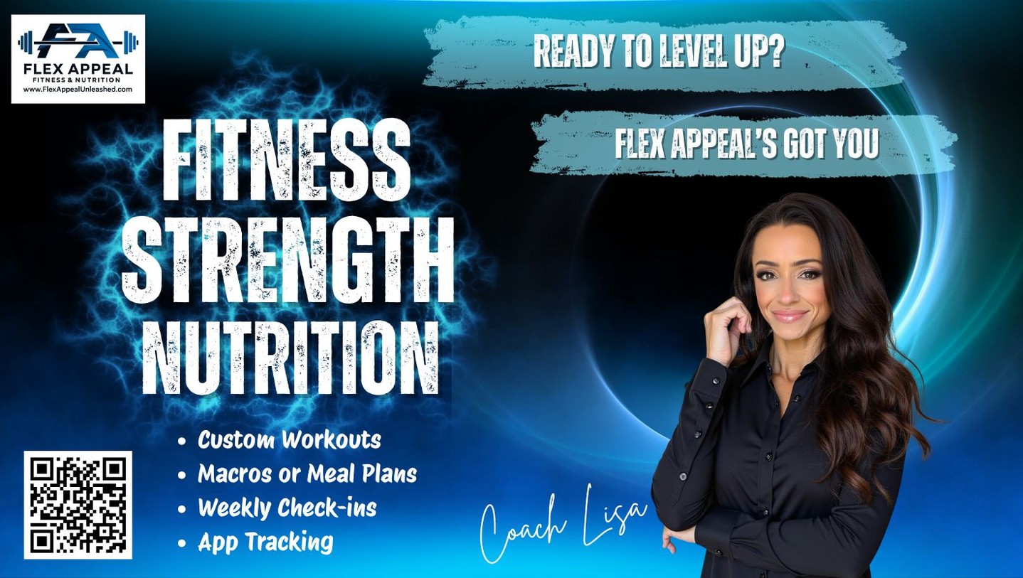 Elevate your potential with personalized fitness & nutrition coaching at Flex Appeal. Whether you’re starting out or leveling up, we’ve got your back. Link in Bio #FlexAppeal #FitnessCoach #Nutrition #SanAntonio #Wellness
