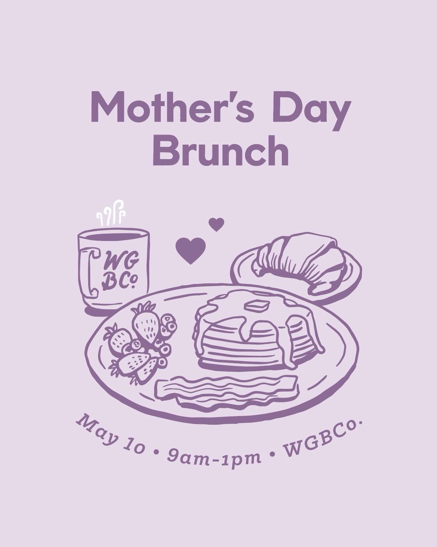 If you haven’t made plans, come to WGBCo. for our Mother’s Day Brunch this Sunday 5/10 from 9am-1pm! Brunch will be first come first serve with seating both indoors and outdoors. We will not be accepting reservations. See below for brunch pricing! Menu to include eggs, bacon, sausage, breakfast potatoes, French toast, fruit, sweets coffee and orange juice! ✨
Adults 13+ | $25
Ages 5-12 | $12
Ages 4 & under | Free
Excited to see you there!