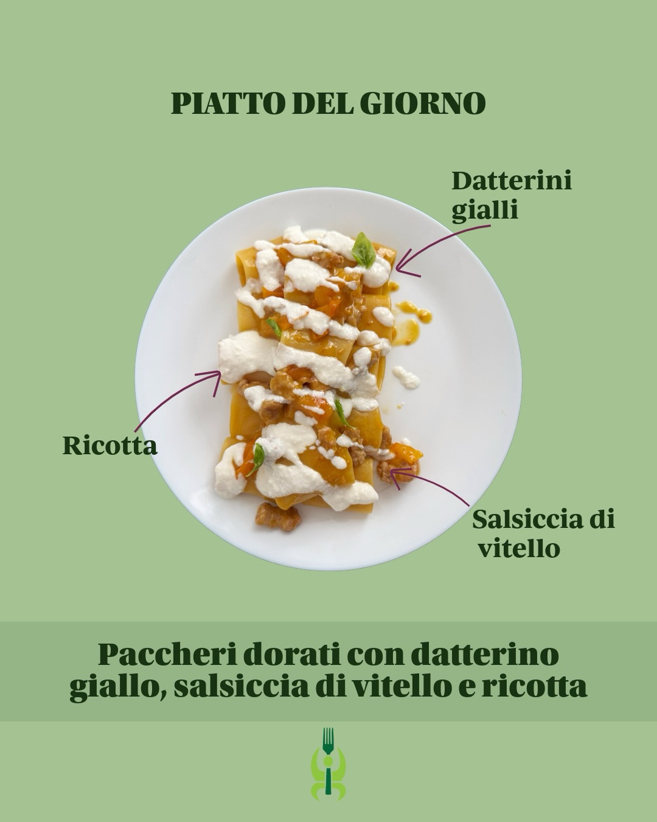 🍝 Paccheri dorati con datterino giallo, salsiccia di vitello e ricotta.
Pochi ingredienti, scelti con criterio.
Paccheri corposi, avvolti da un fondo di datterino giallo e salsiccia di vitello, completati da una ricotta morbida che lega il piatto con equilibrio.
Un risultato pulito, essenziale, super goloso.
Ingredienti:
• 130 g paccheri Senatore Cappelli
• 200 g datterini gialli
• 60 g salsiccia di vitello
• 100 g ricotta
• 1 cucchiaio olio EVO
• Basilico q.b. 🌿
#paccheri #piattodelgiorno